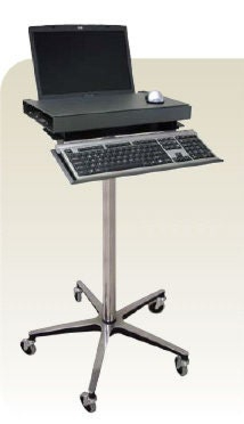 Omnimed - 350306 Security Laptop Stand Omnimed® 35 - 45 Inch Work Surface, 3 Inch Rubber Casters, 5 Leg Base, Dual Locking