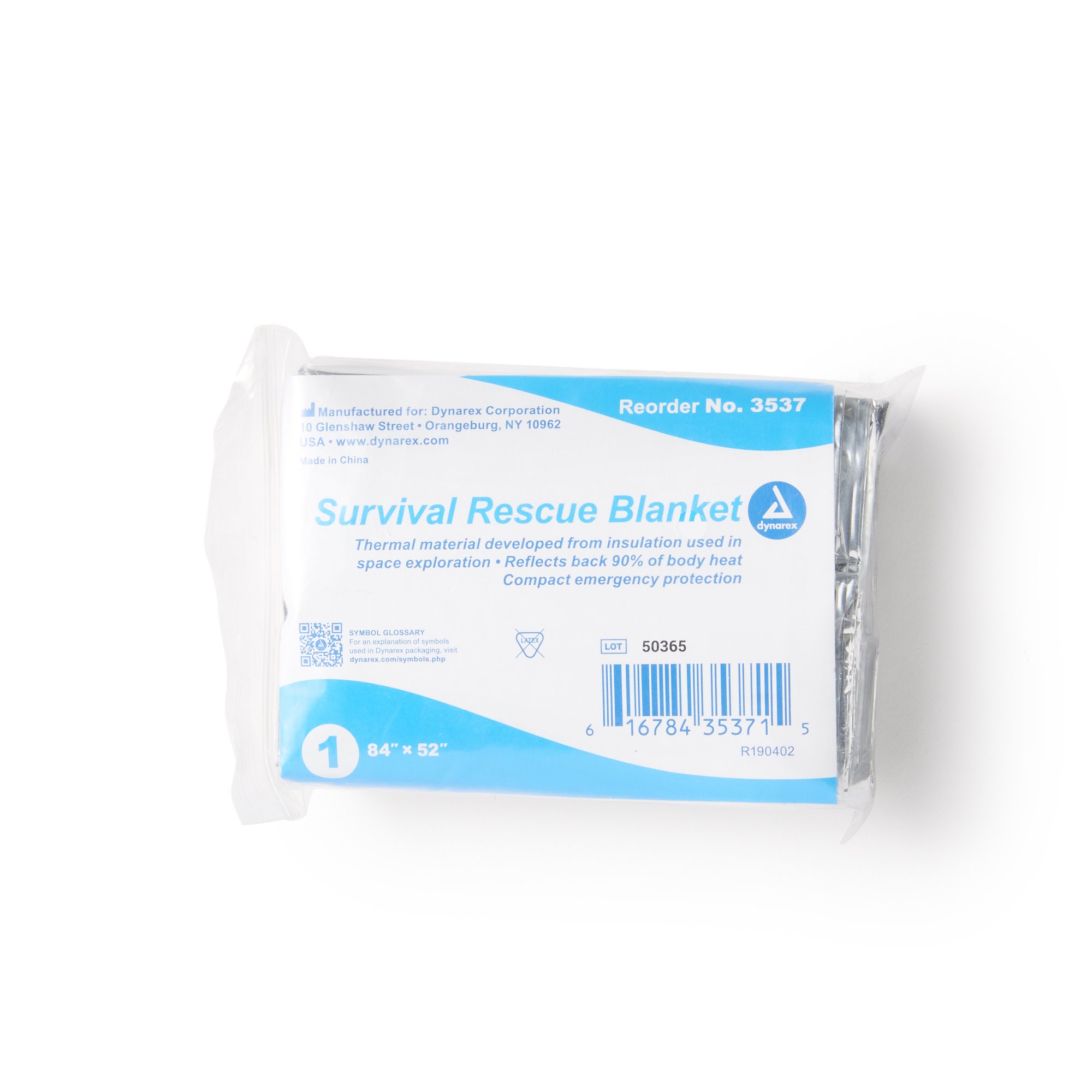 Dynarex 3537 - dynarex® Mylar Rescue Blanket, 52 x 84 Inch - 1/Each, 120/Case