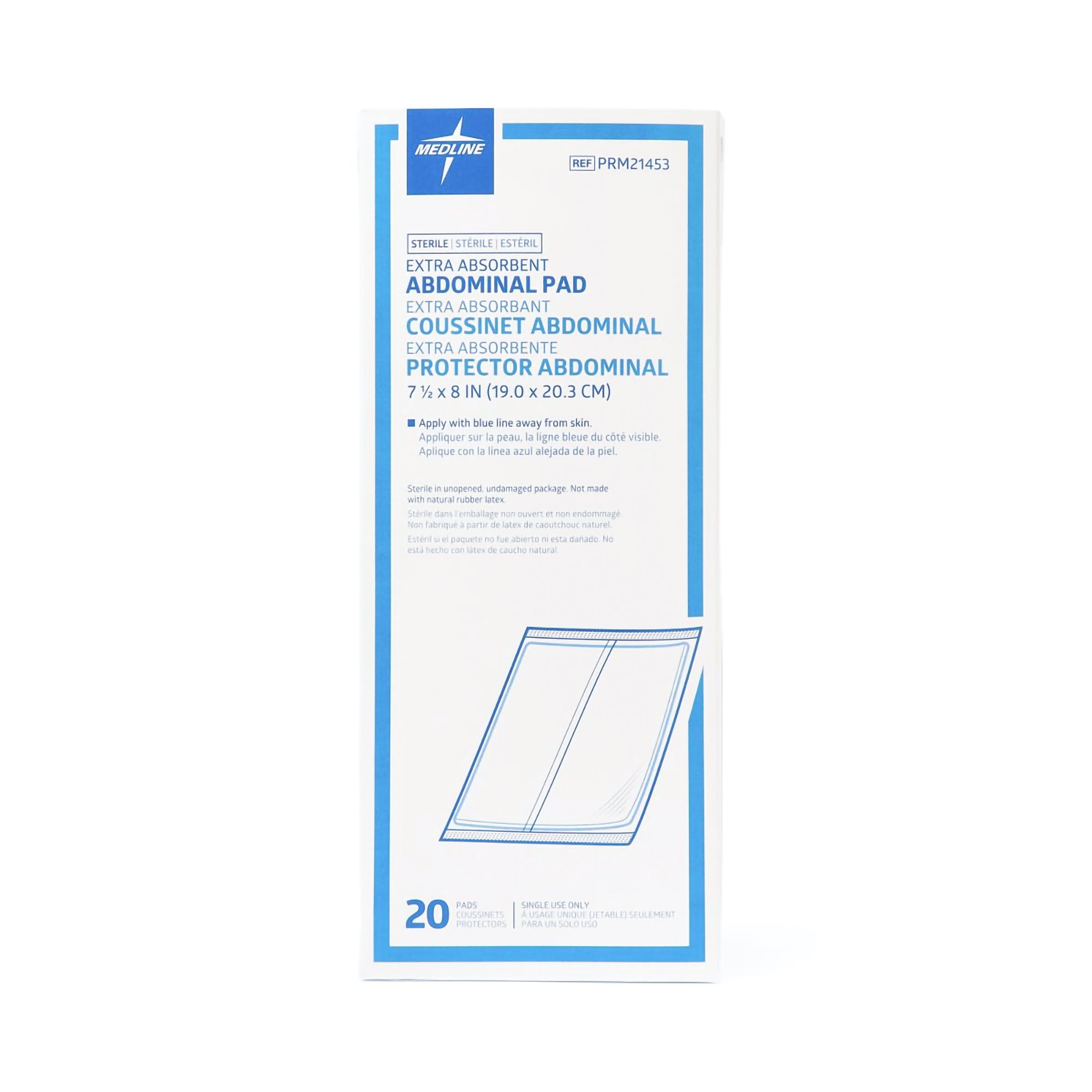 Medline PRM21453 - Caring® Abdominal Pad, 7-1/2 x 8 Inch - 1/Each, 20/Box, 240/Case