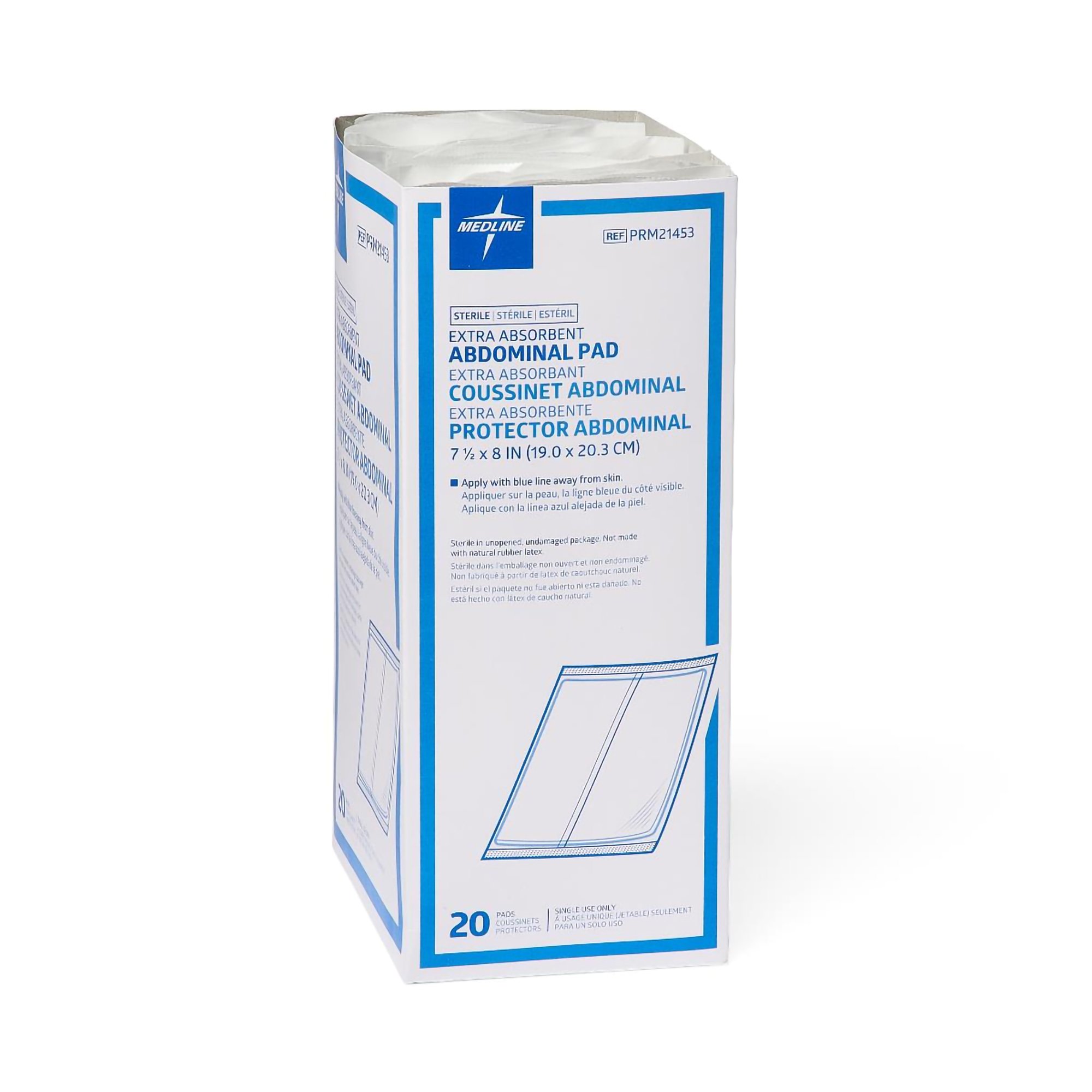 Medline PRM21453 - Caring® Abdominal Pad, 7-1/2 x 8 Inch - 1/Each, 20/Box, 240/Case
