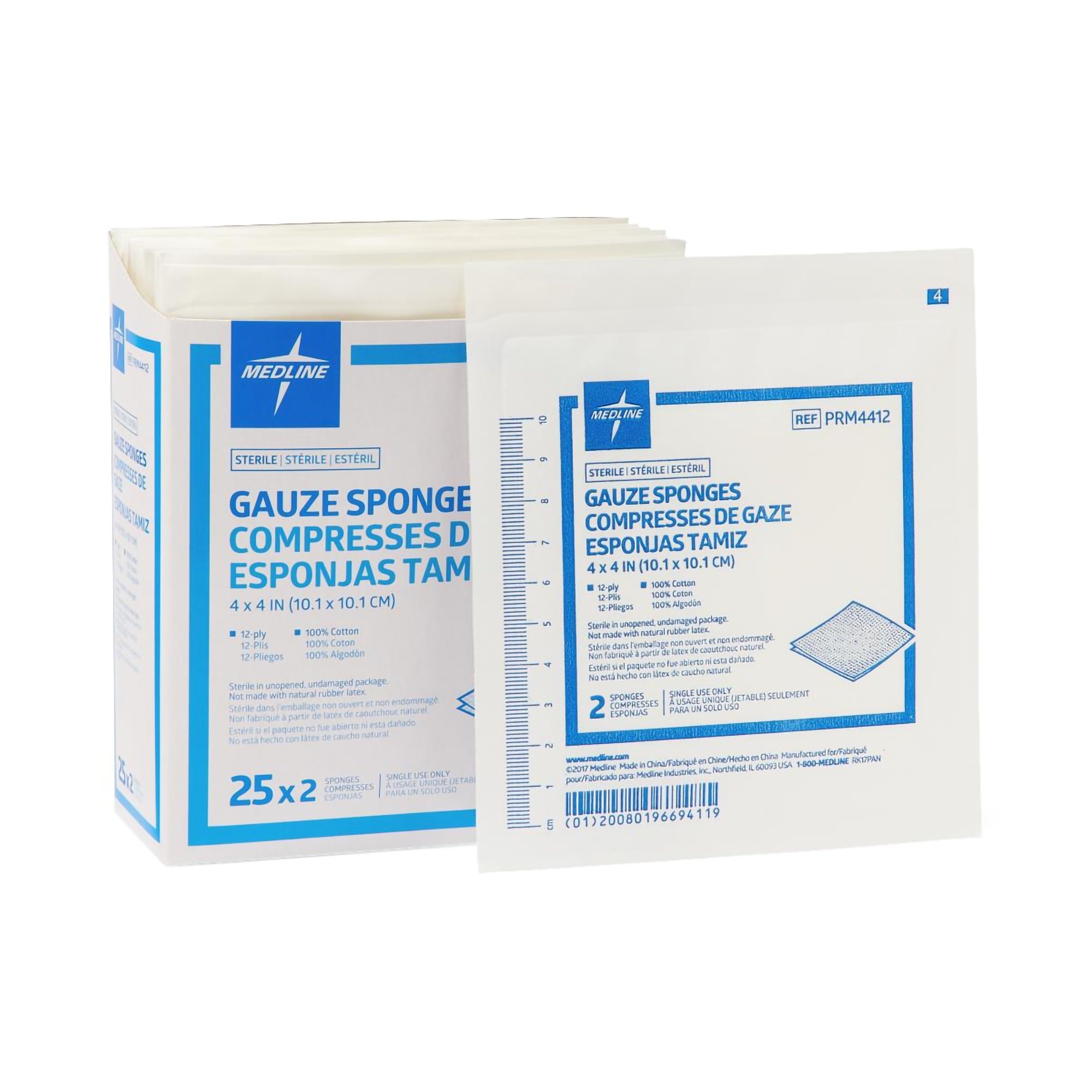 Medline - PRM4412 Medline Sterile Gauze Sponge