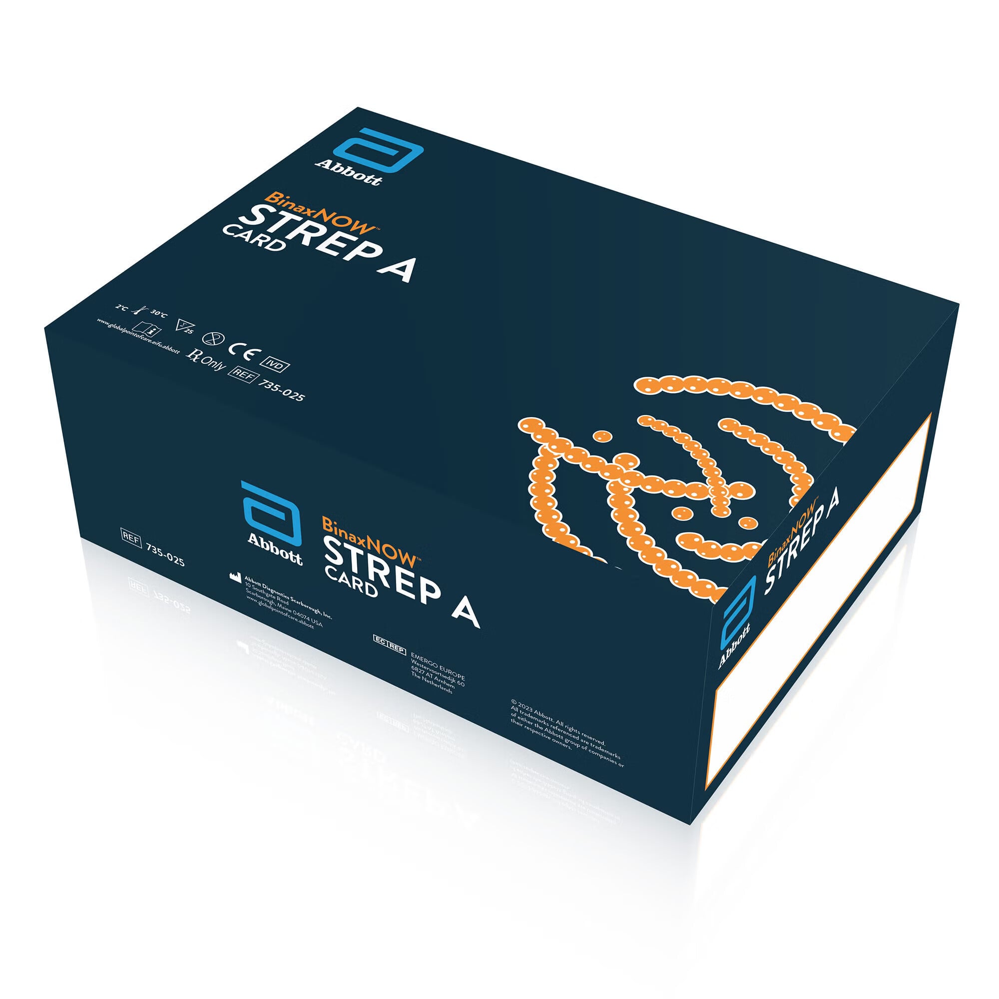 Abbott Rapid Dx North America LLC - 730025 Respiratory Test Kit BinaxNOW® Strep A Test 25 Tests CLIA Waived