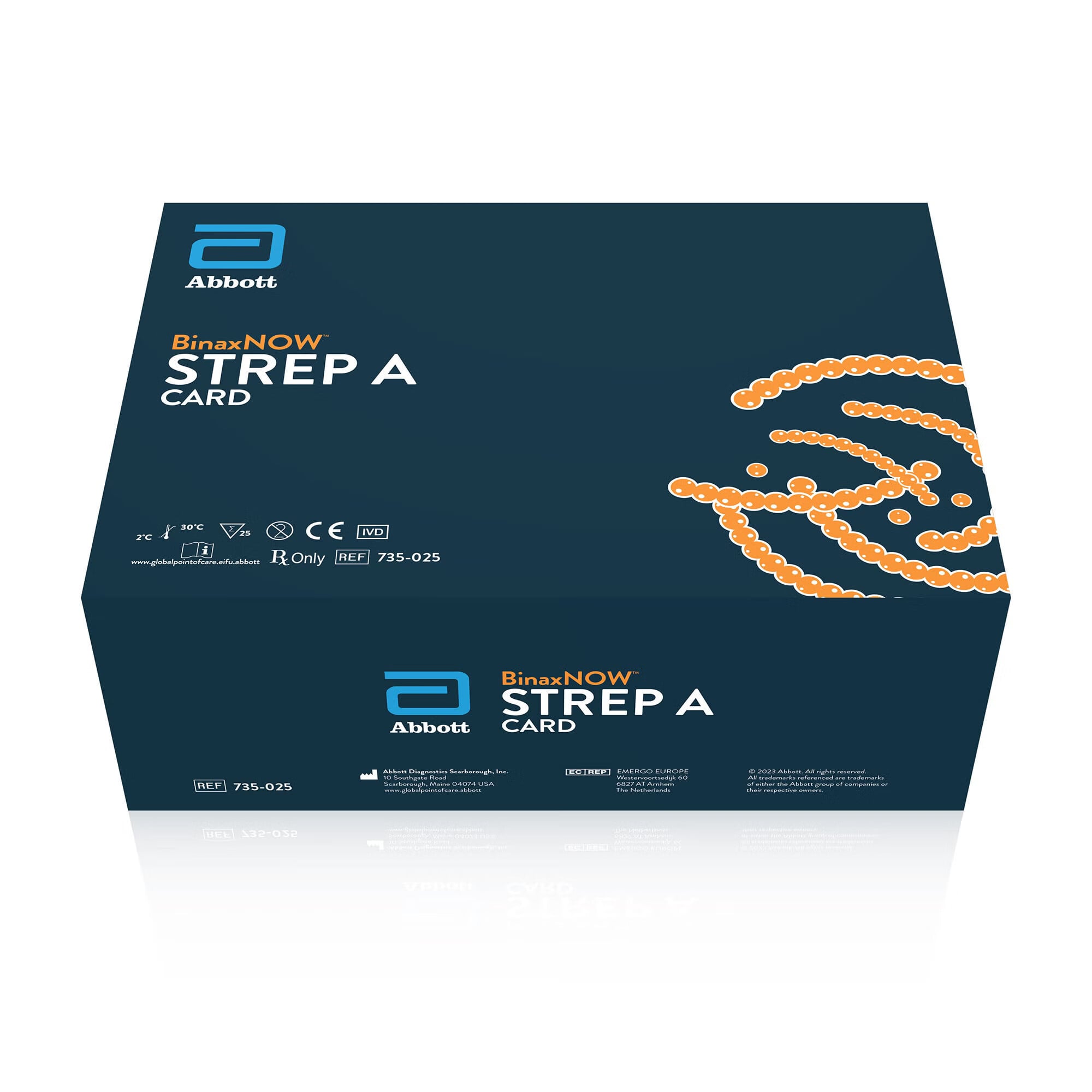 Abbott Rapid Dx North America LLC - 730025 Respiratory Test Kit BinaxNOW® Strep A Test 25 Tests CLIA Waived