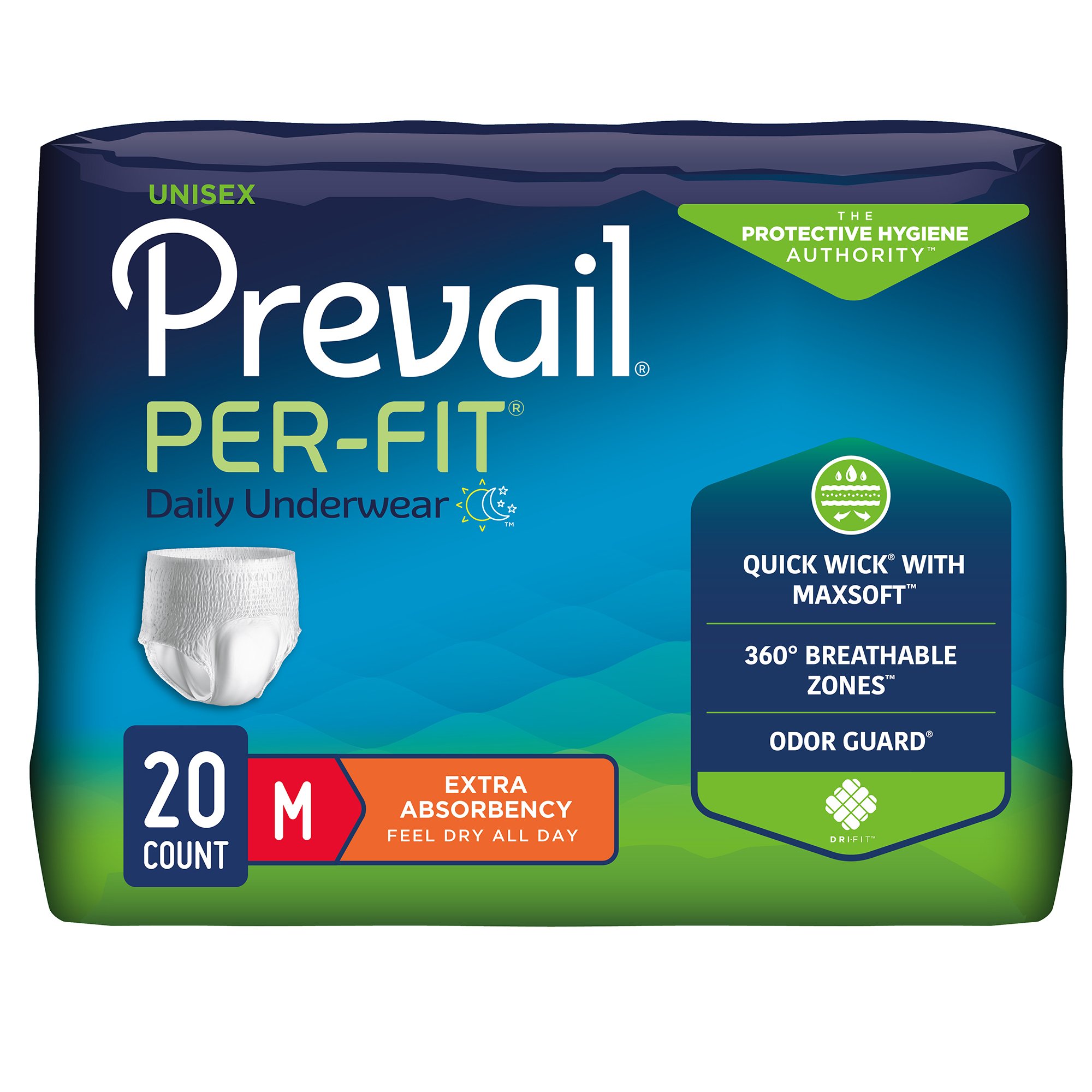 First Quality Products LLC PF-512 - Prevail® Per-Fit® Extra Absorbent Underwear, Medium - 20/Bag, 80/Case
