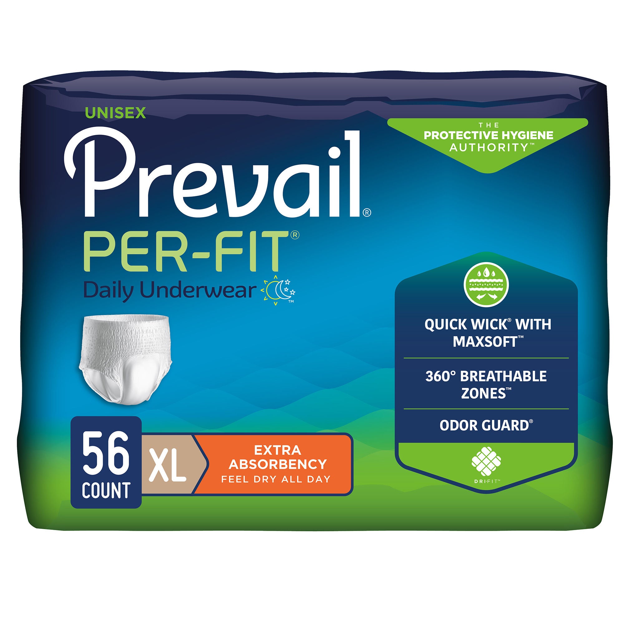 First Quality Products LLC - PF-514 Absorbent Underwear Prevail® Per-Fit® Extra Pull On with Tear Away Seams Adult X-Large Unisex Disposable Heavy Absorbency
