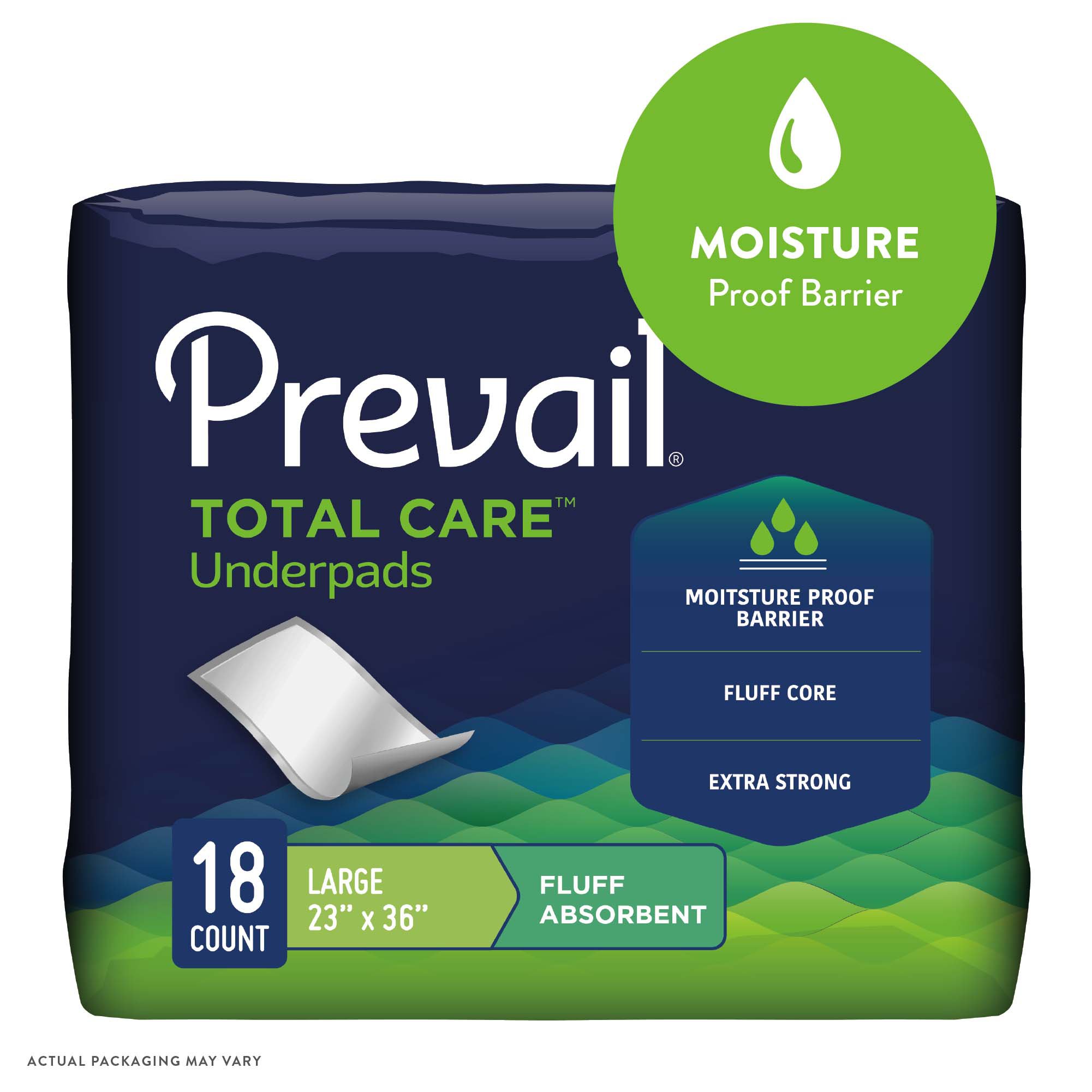 First Quality Products LLC PV-418 - Prevail® Fluff Underpad, 23 x 36 Inch - 18/Bag, 72/Case