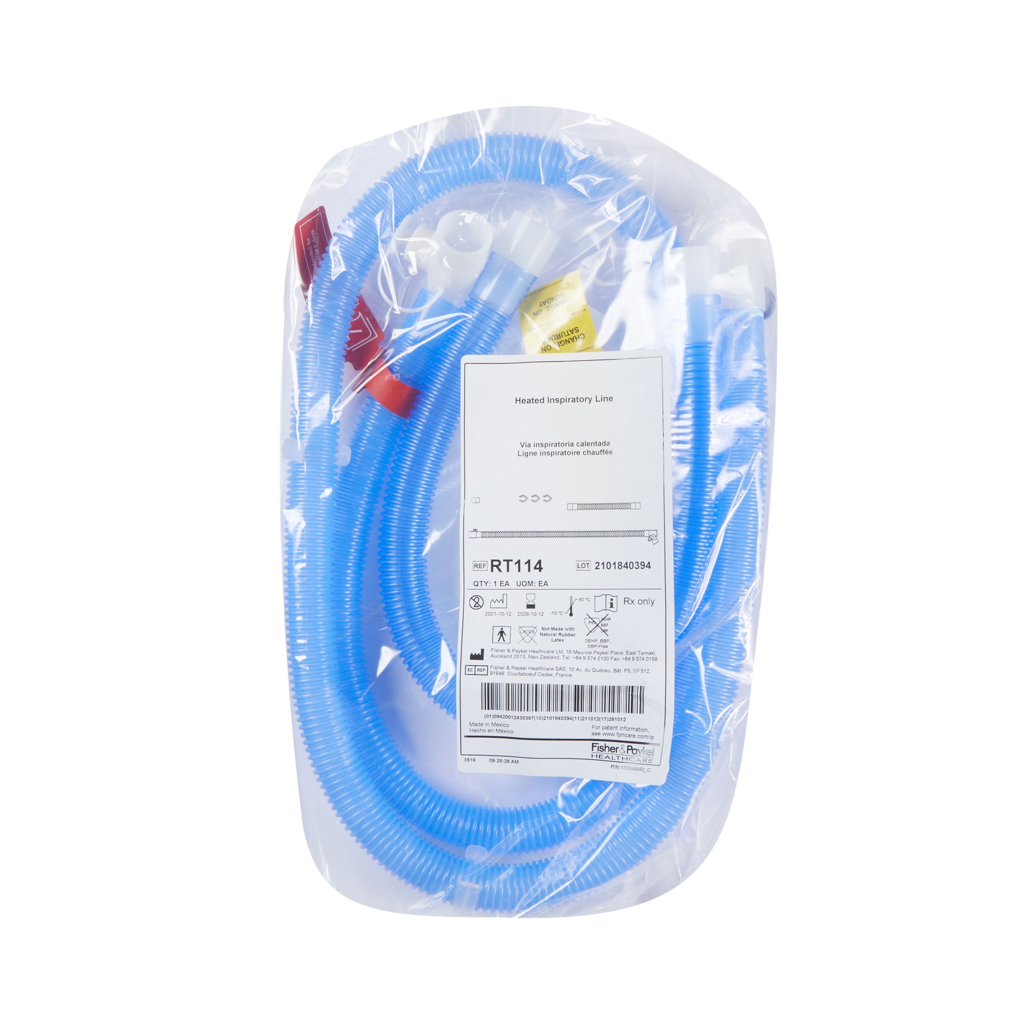 Fisher & Paykel - RT114 Ventilator Circuit RT-Series Corrugated Tube 60 Inch Tube Single Limb Adult Without Breathing Bag Single Patient Use Heated Circuit