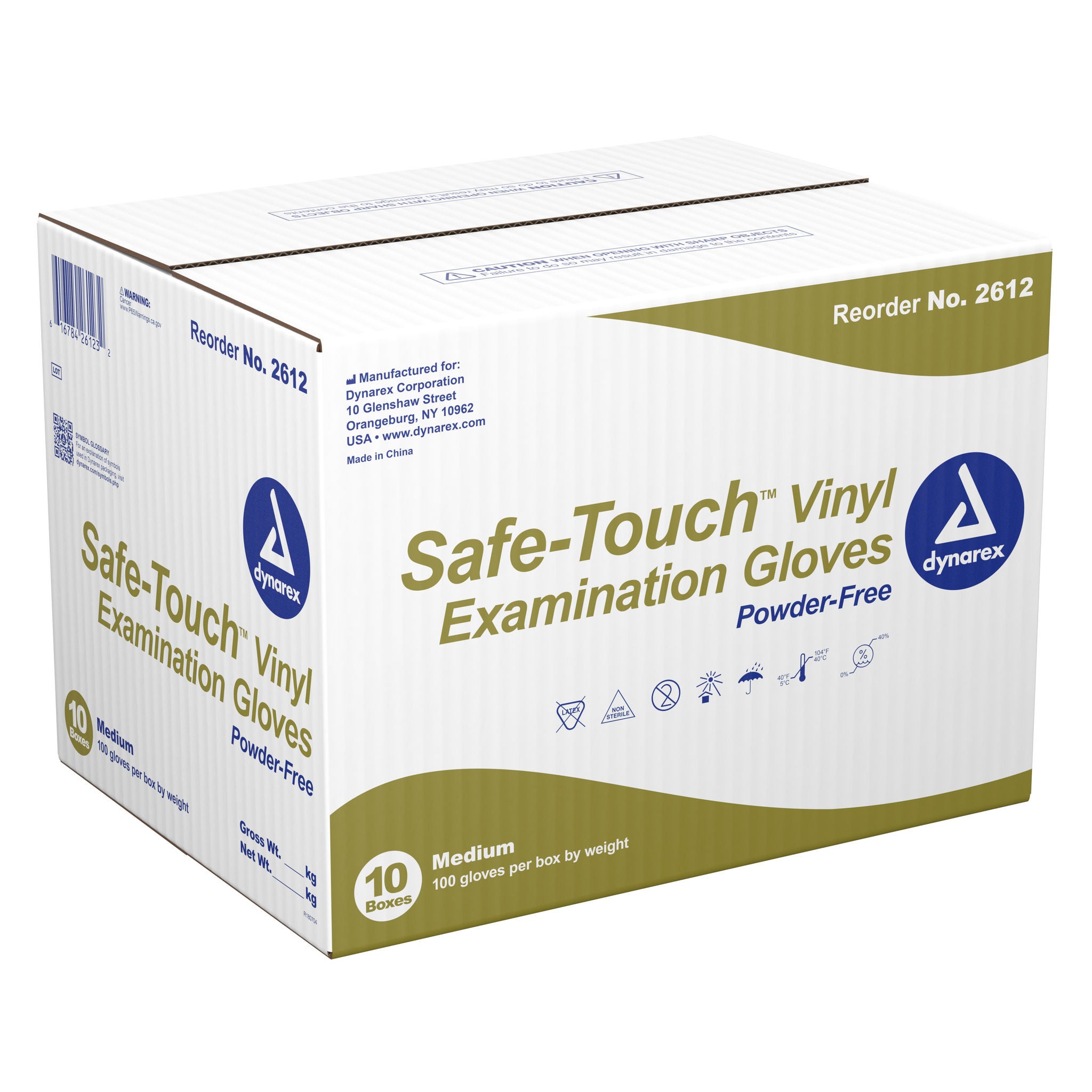 Dynarex - 2612 Exam Glove Safe-Touch™ Medium 100 per Box NonSterile Vinyl Standard Cuff Length Smooth Clear Not Rated