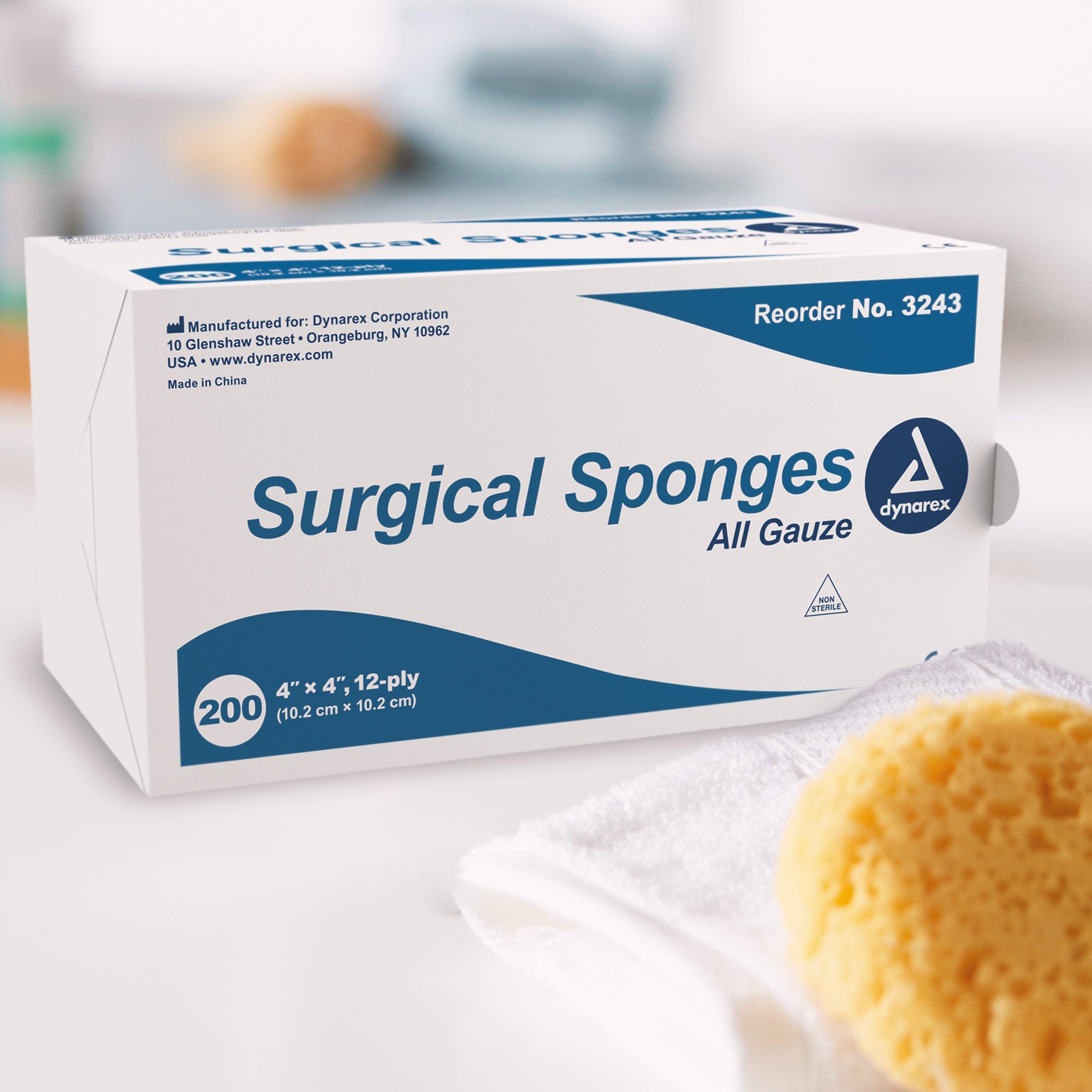 Dynarex 3243 - dynarex® Gauze Sponge, 4 x 4 Inch, 12-Ply - 10/Case