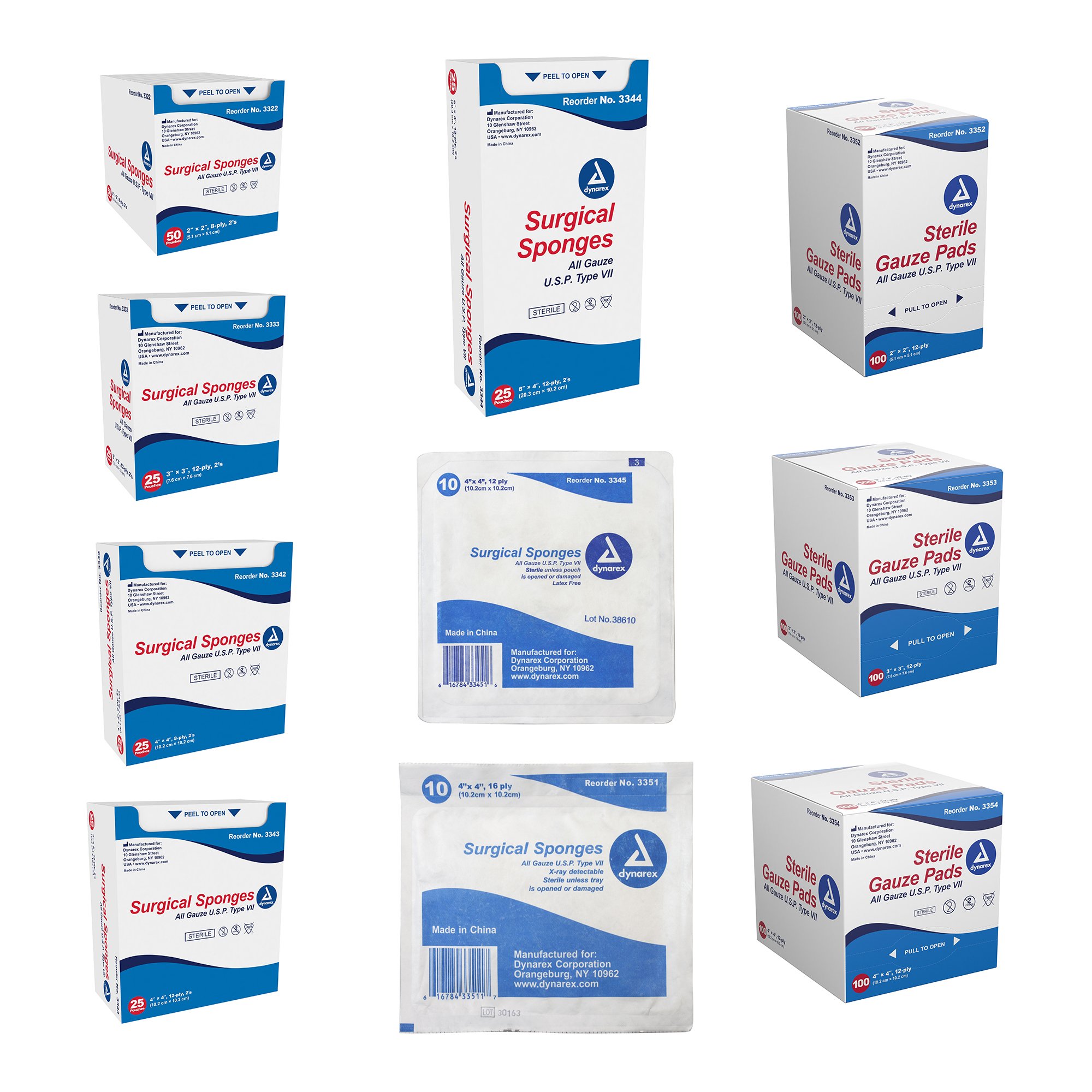Dynarex 3322 - dynarex® Sterile Gauze Sponge, 2 x 2 Inch, Eight-Ply - 1/Box, 30/Case