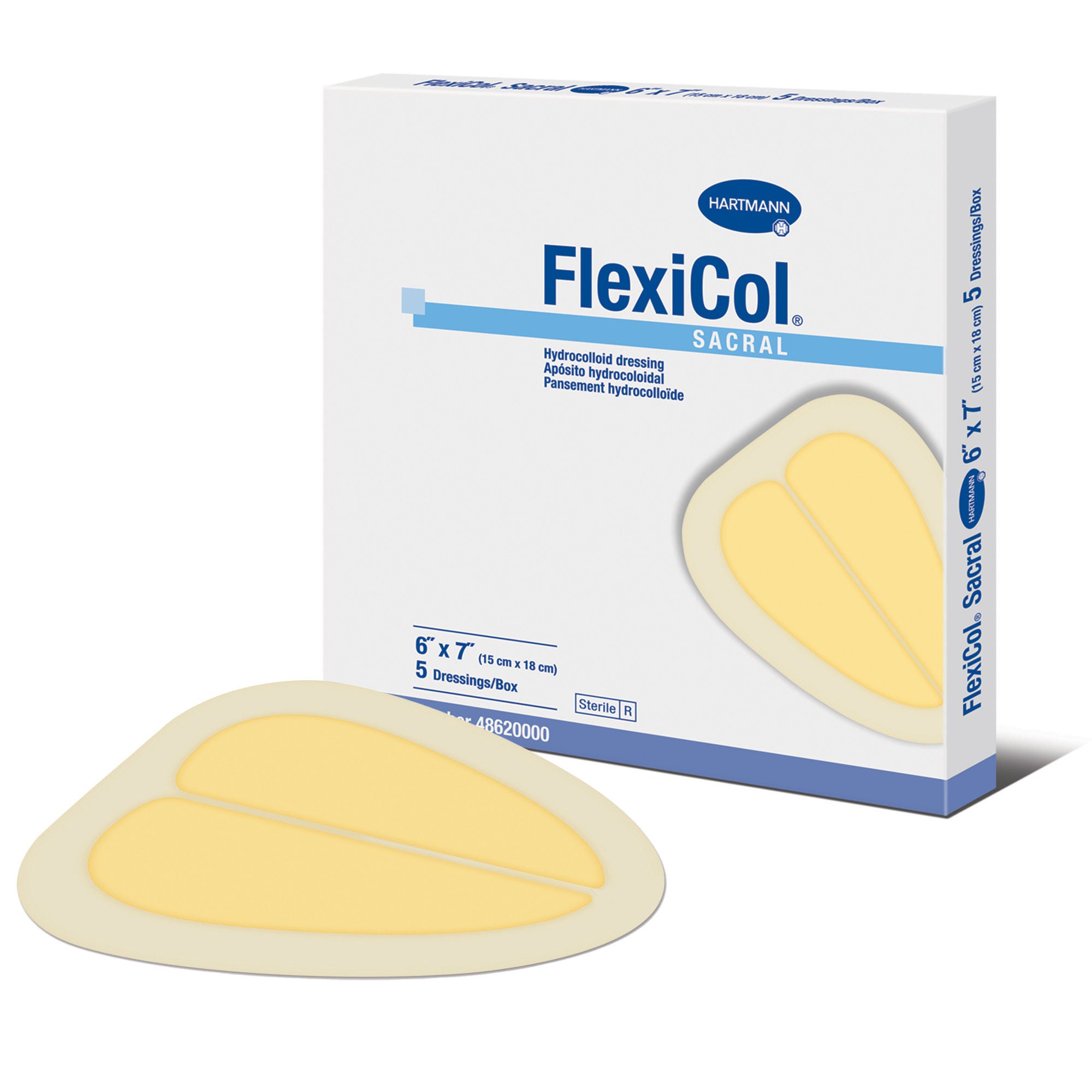 Hartmann - 48620000 Hydrocolloid Dressing FlexiCol® Without Backing 6 X 7 Inch Sacral Hydrocolloid
