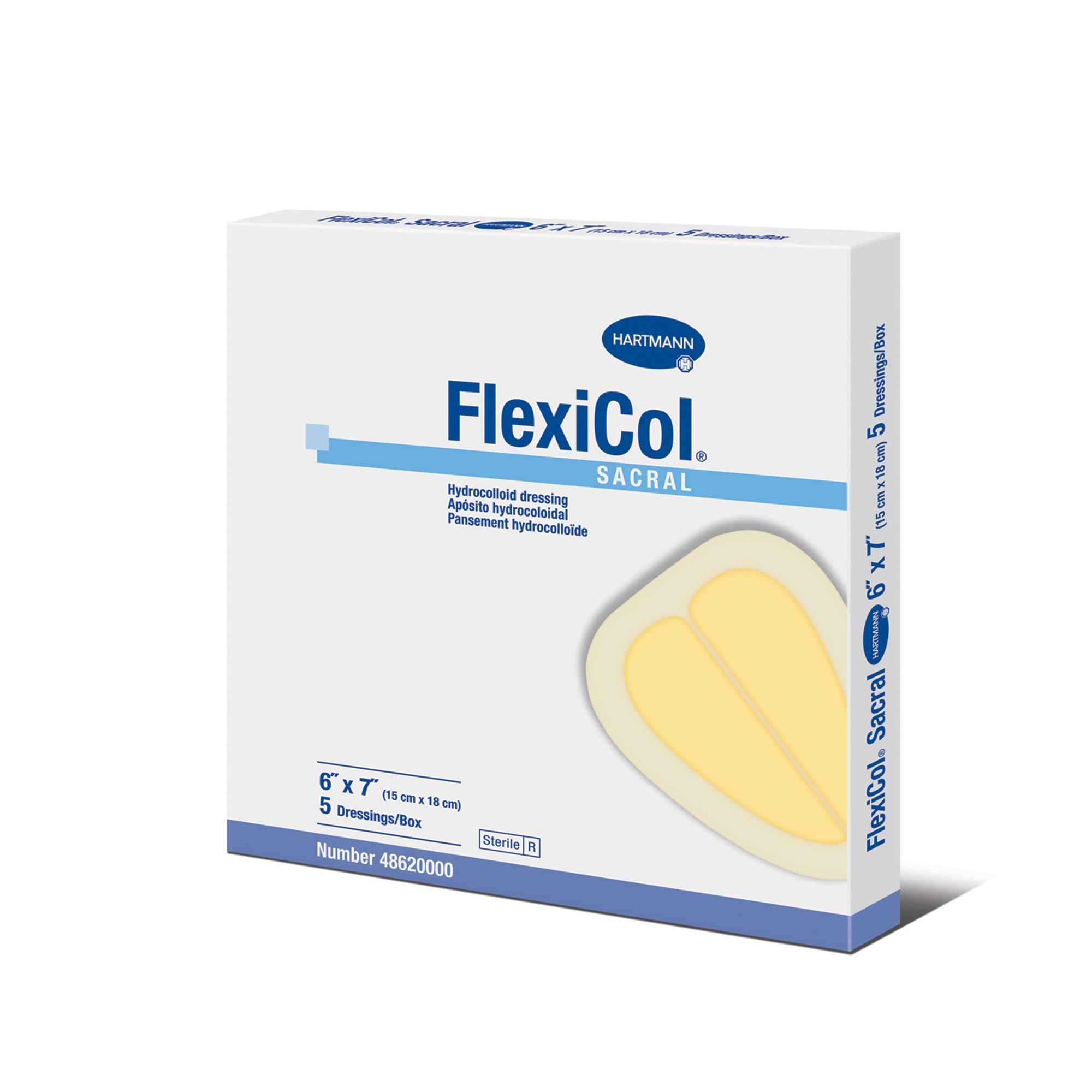 Hartmann - 48620000 Hydrocolloid Dressing FlexiCol® Without Backing 6 X 7 Inch Sacral Hydrocolloid