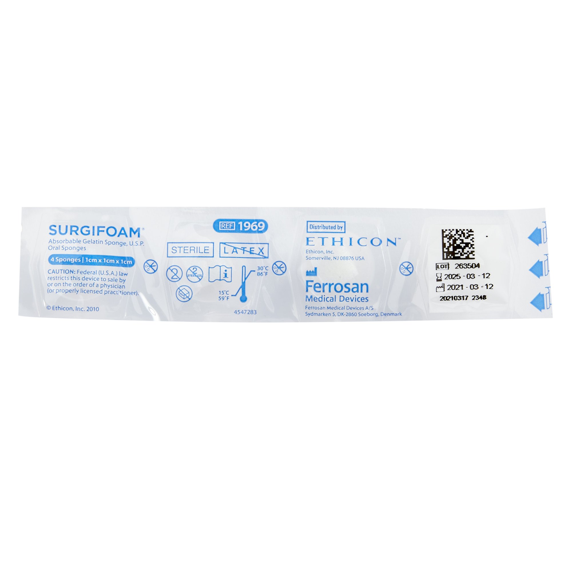 J & J Healthcare Systems 1969 - Surgifoam® Gelatin Sponge - 24/Box