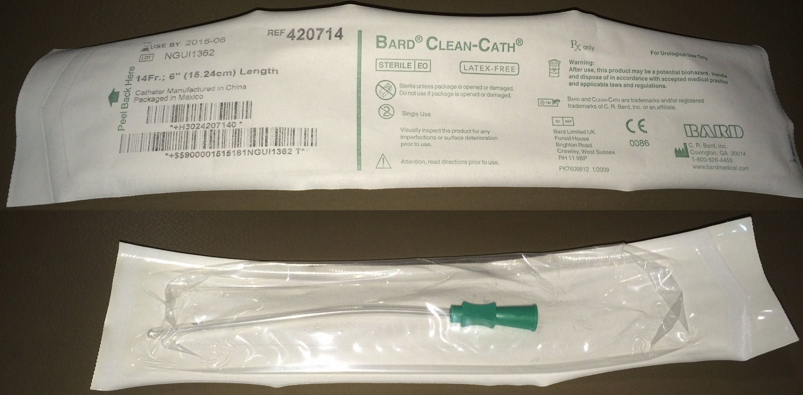 Bard - 420714 Urethral Catheter Clean-Cath® Straight Tip Uncoated PVC 14 Fr. 6 Inch Length