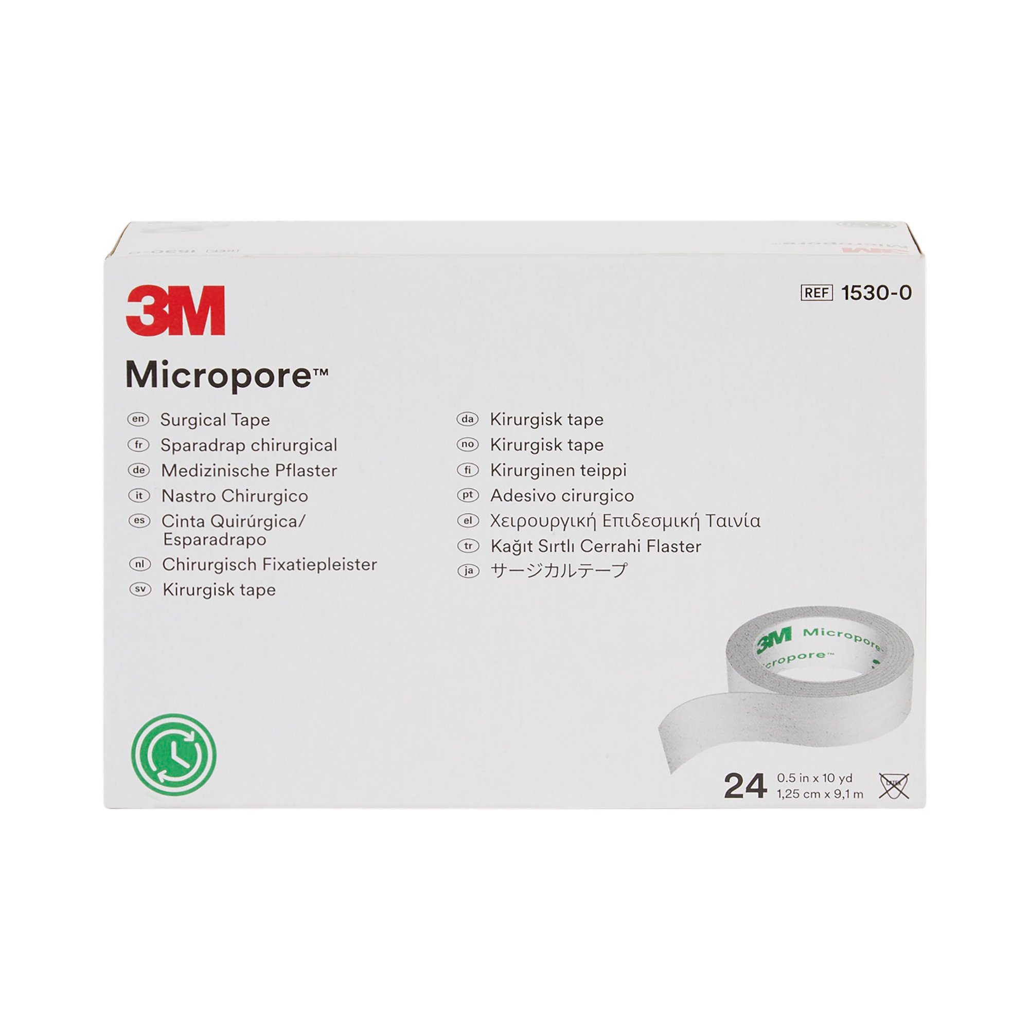 Solventum Corporation 1530-0 - 3M™ Micropore™ Paper Medical Tape, 1/2 Inch x 10 Yard, White - 1/Roll, 24/Box, 240/Case