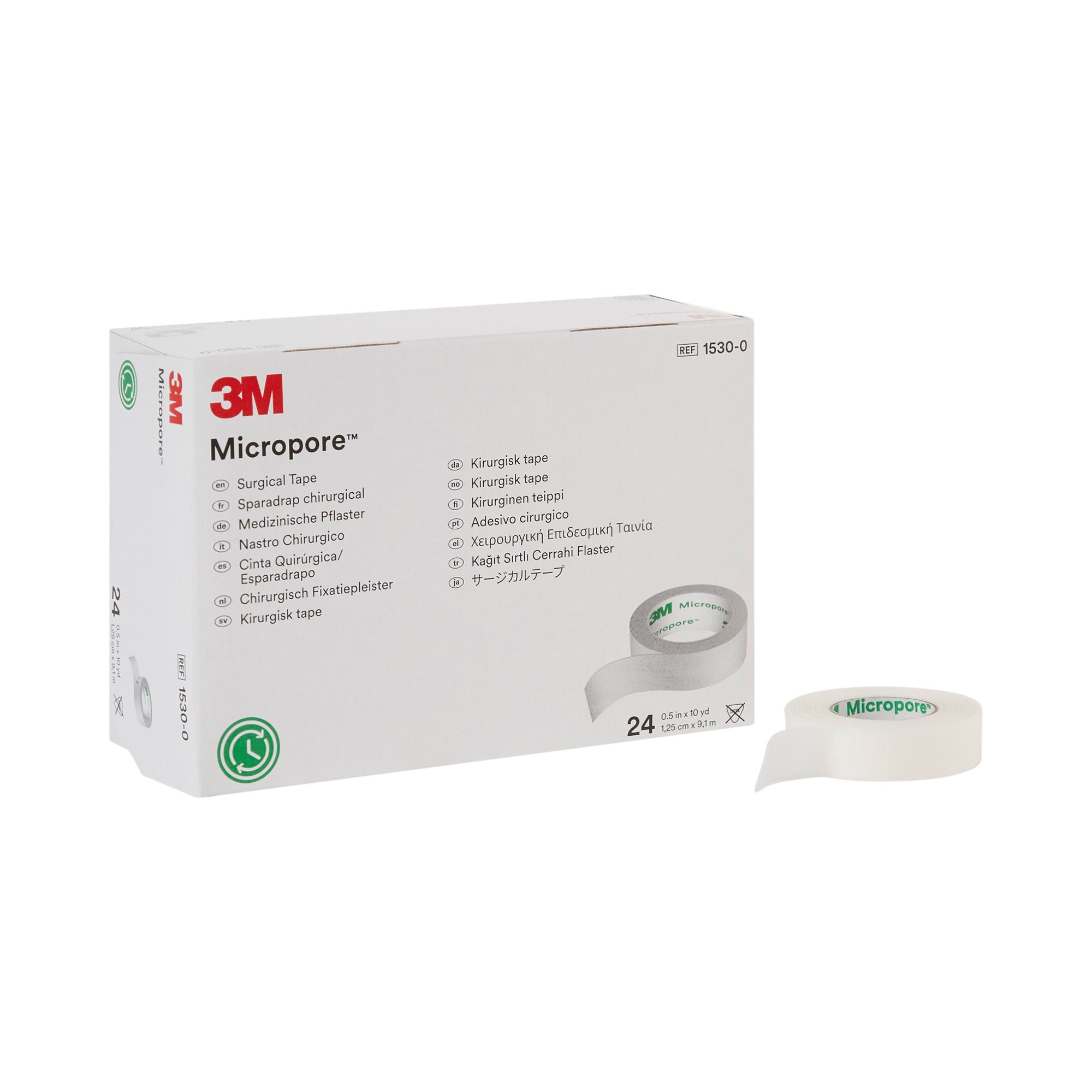 Solventum Corporation 1530-0 - 3M™ Micropore™ Paper Medical Tape, 1/2 Inch x 10 Yard, White - 1/Roll, 24/Box, 240/Case