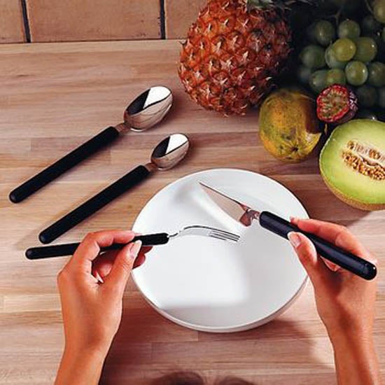 Performance Health - 081111848 Fork Etac® Long / Lightweight Handle Black Plastic-Coated / Stainless Steel