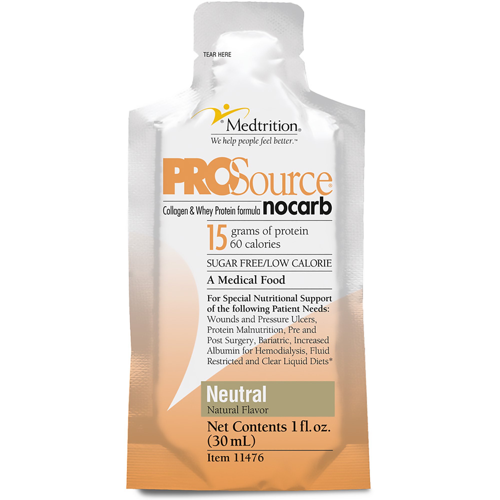Medtrition-National Nutrition 11476 - ProSource NoCarb™ Collagen and Whey Protein Formula - 1/Each, 100/Case