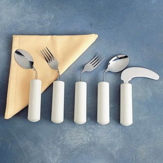 Performance Health - 081305887 Fork Queens Angled / Left Handed White Stainless Steel