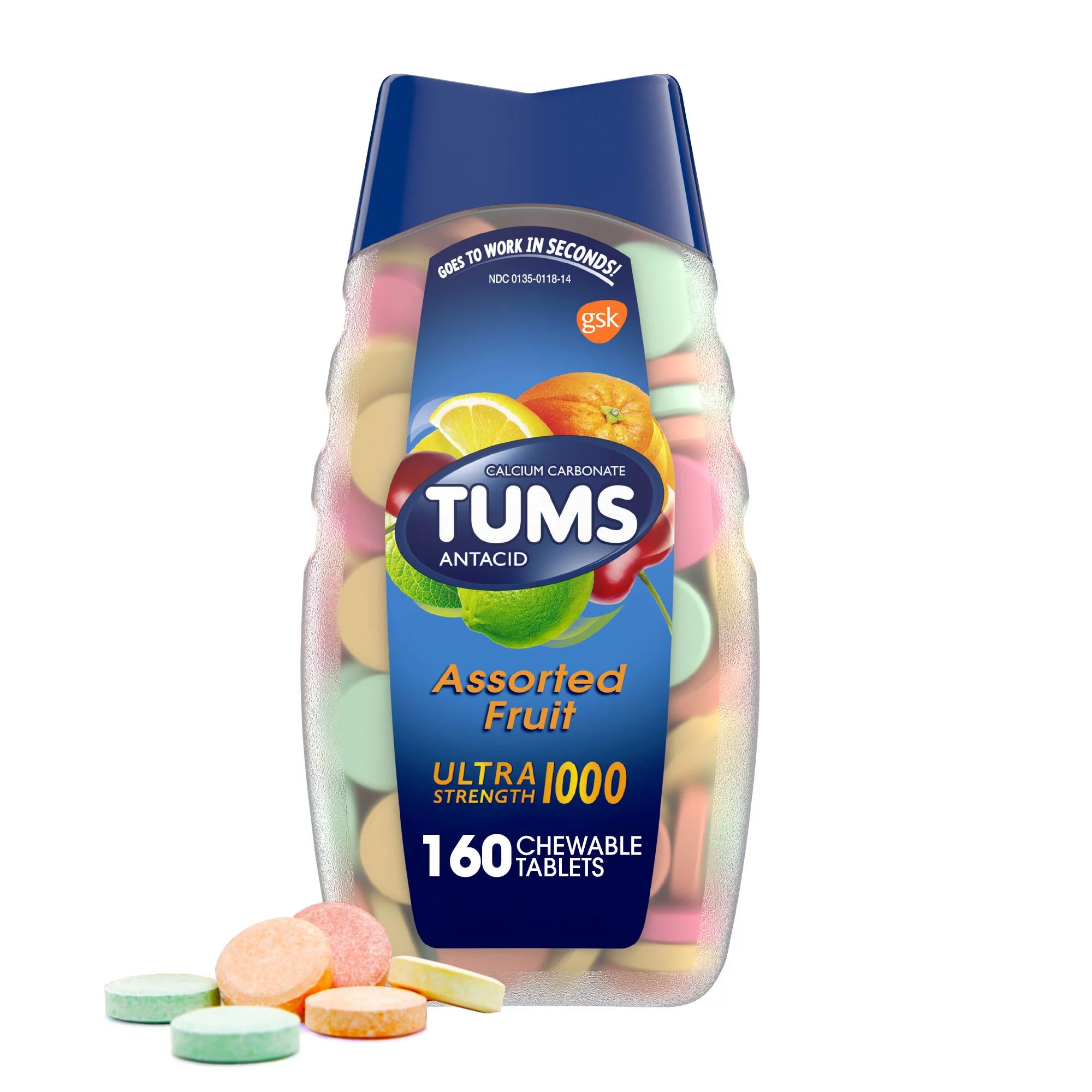 Glaxo Consumer Products - 00135011814 Tums Ultra Strength 1000 Antacid Chewable Tablets Assorted Fruit
