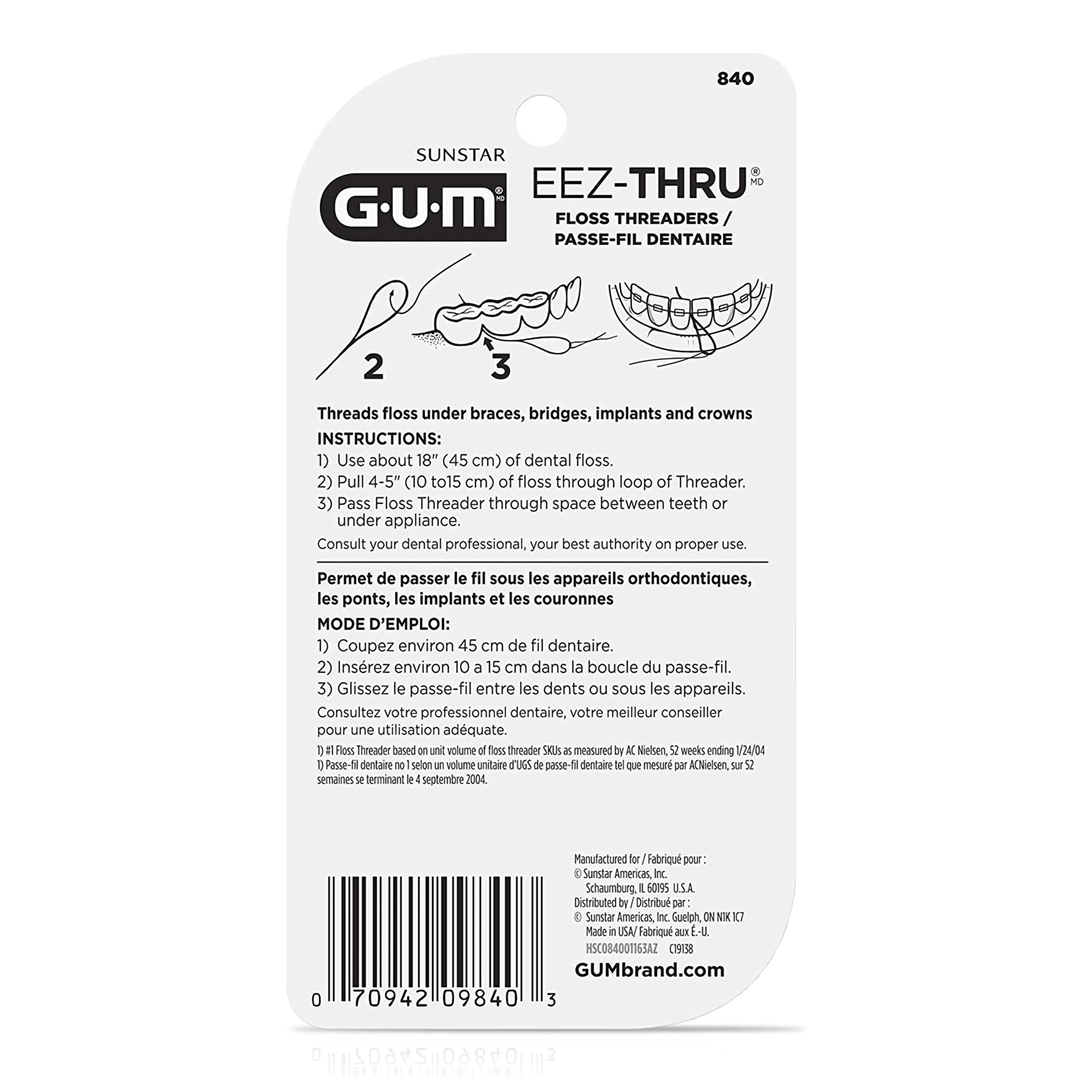 G·U·M EeZ-Thru Dental Floss Threader 07094209840 by Sunstar Butler