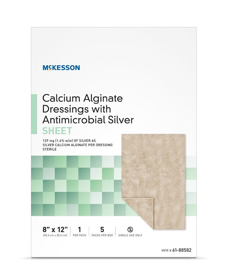 McKesson Brand - 61-88582 Silver Calcium Alginate Dressing McKesson Rectangle Sterile