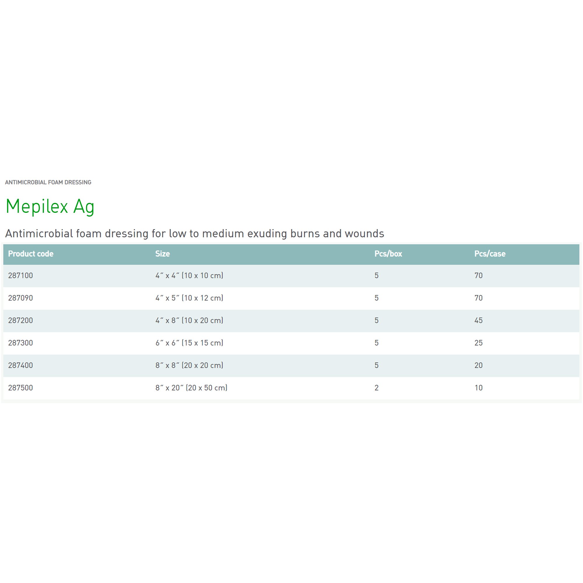 Molnlycke - 287100 Mepilex® Ag Foam Dressing with Silver