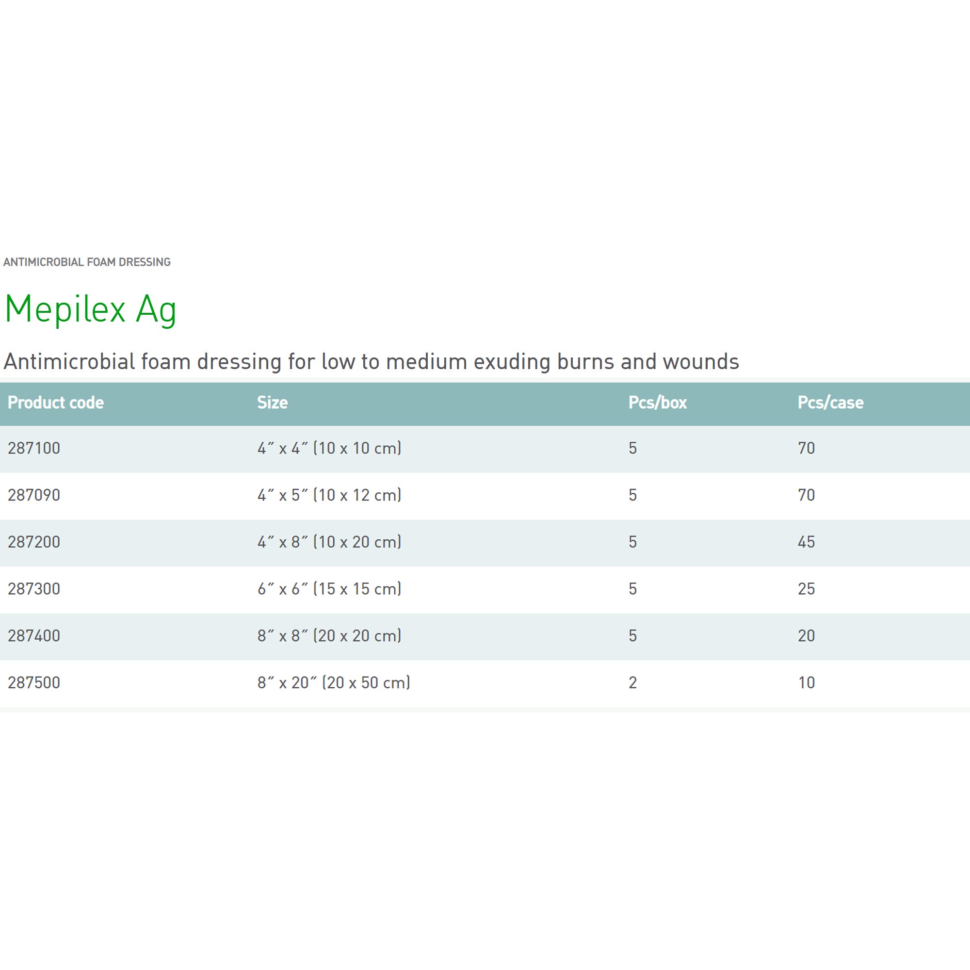 Molnlycke - 287300 Mepilex® Ag Foam Dressing with Silver