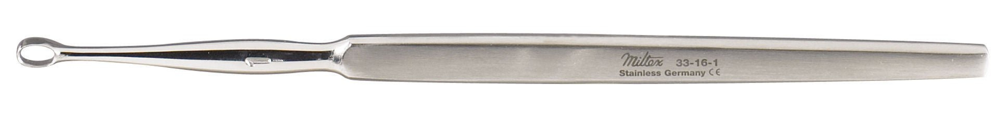 Integra Lifesciences - 33-16-00 Dermal Curette Miltex® Piffard 5-1/2 Inch Length Flat Handle Size 00 Tip Straight Fenestrated Oval Tip