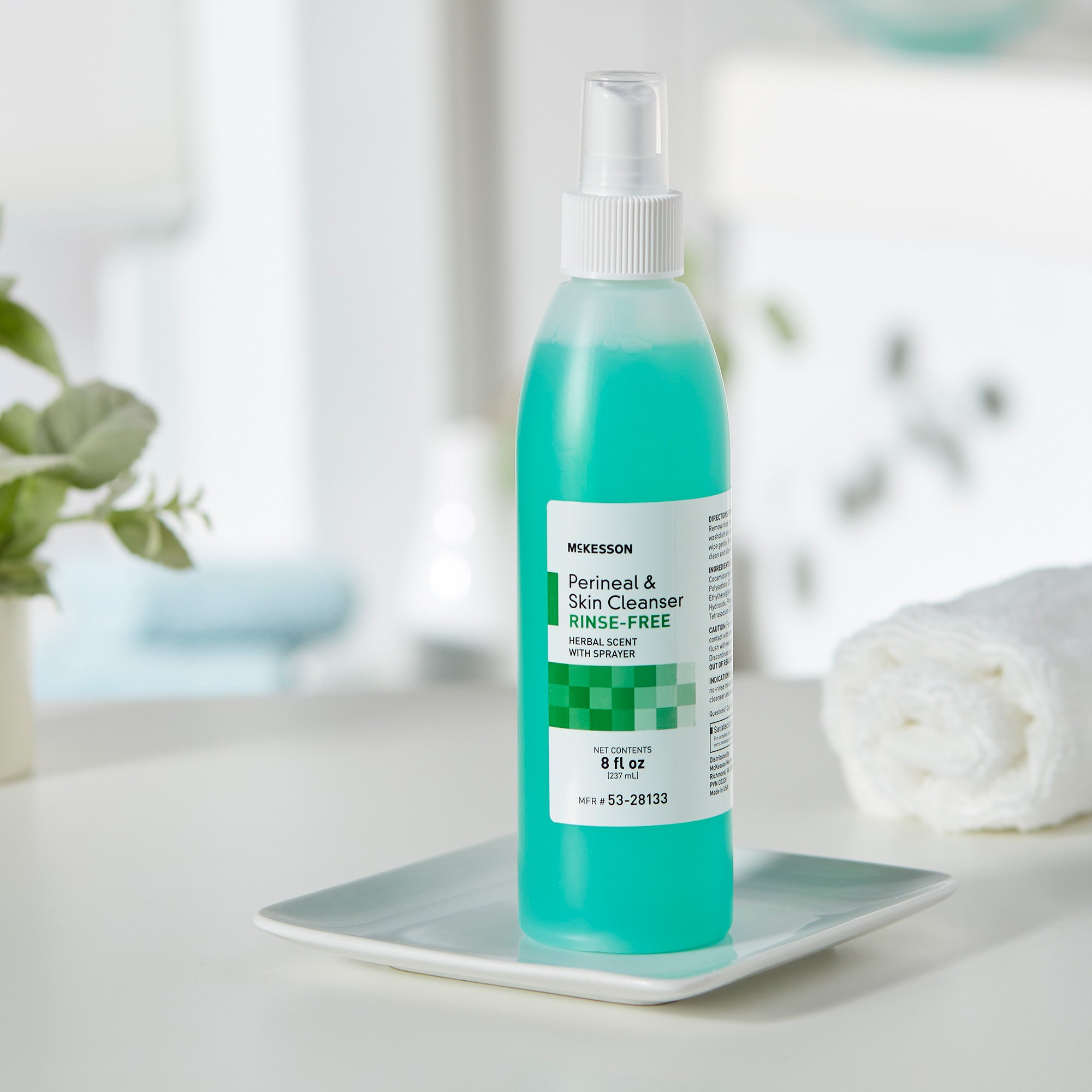 McKesson Brand 53-28133 - McKesson Rinse-Free Perineal Wash, Herbal Scent, 8-ounce Pump Bottle - 1/Each, 48/Case