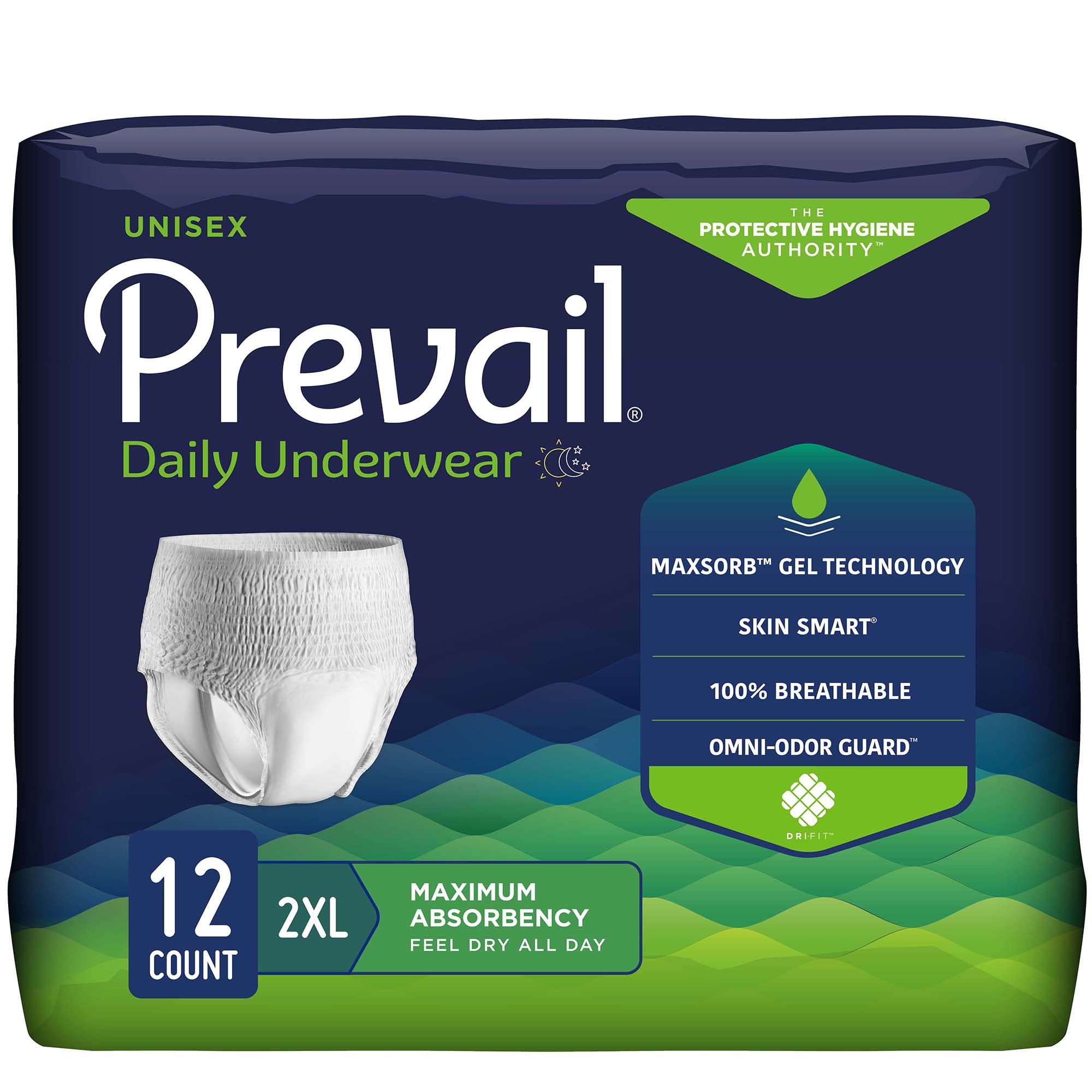 First Quality Products LLC PV-517 - Prevail® Daily Underwear Maximum Absorbent Underwear, 2X-Large - 12/Pack, 48/Case