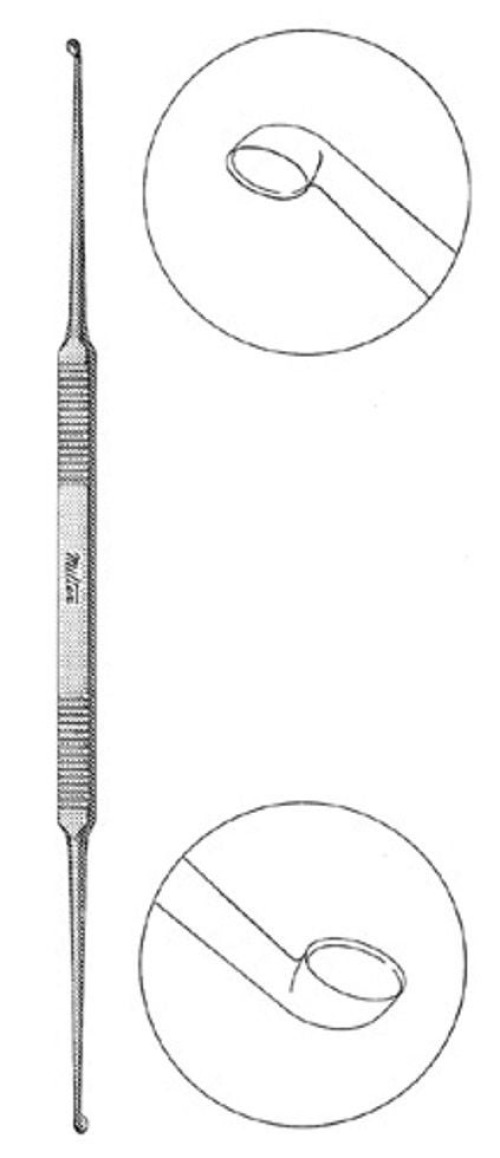 Integra Lifesciences - 19-2528 Stapes Curette Miltex® House 7 Inch Length Double-ended Handle 2 mm Tip / 2.5 mm Tip Slightly Angled Oval Cup Tip