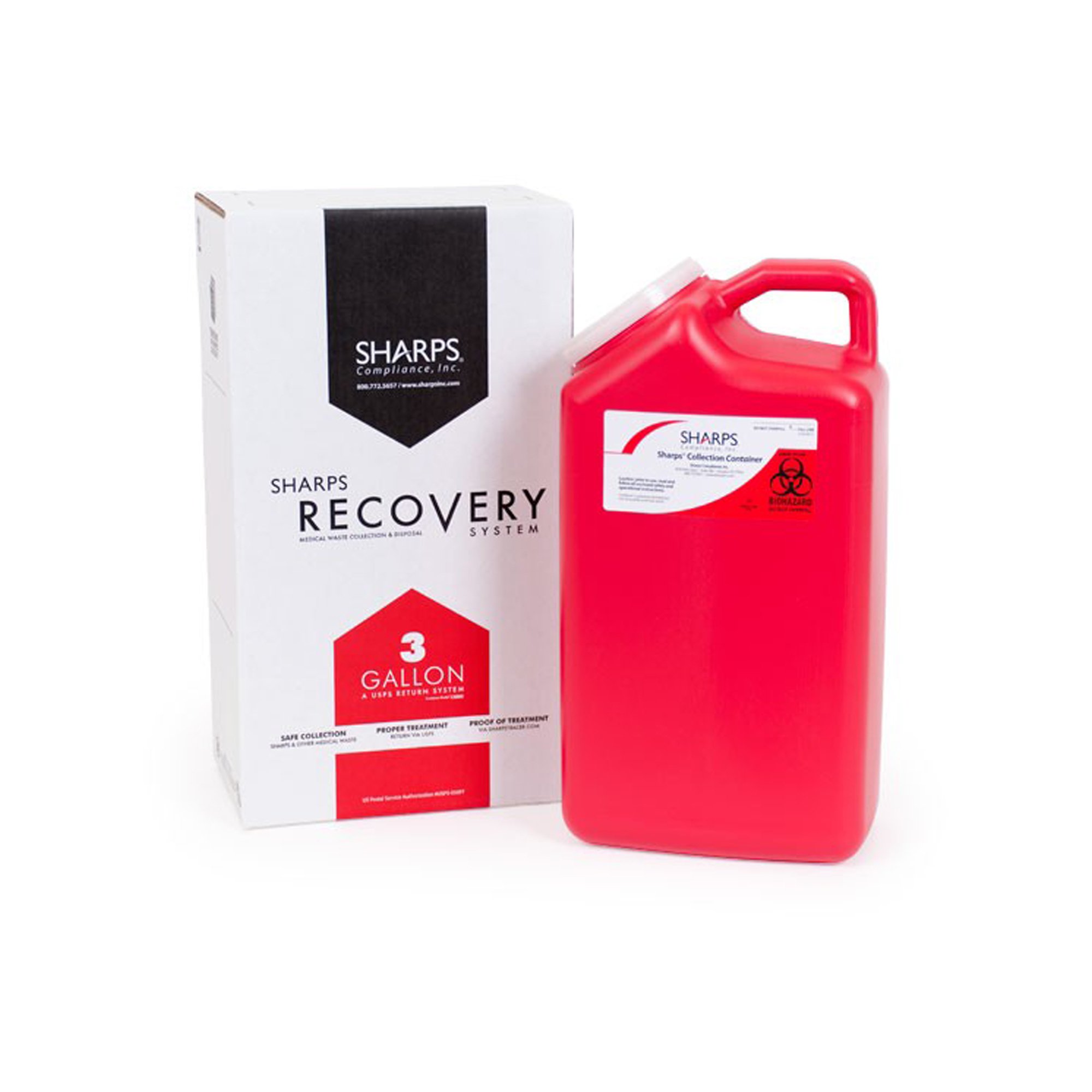 Sharps Compliance 13000-008 - Sharps Recovery System™ Mailback Sharps Container, 3 Gallon, 17 x 6 x 9 Inch - 1/Each, 8/Case