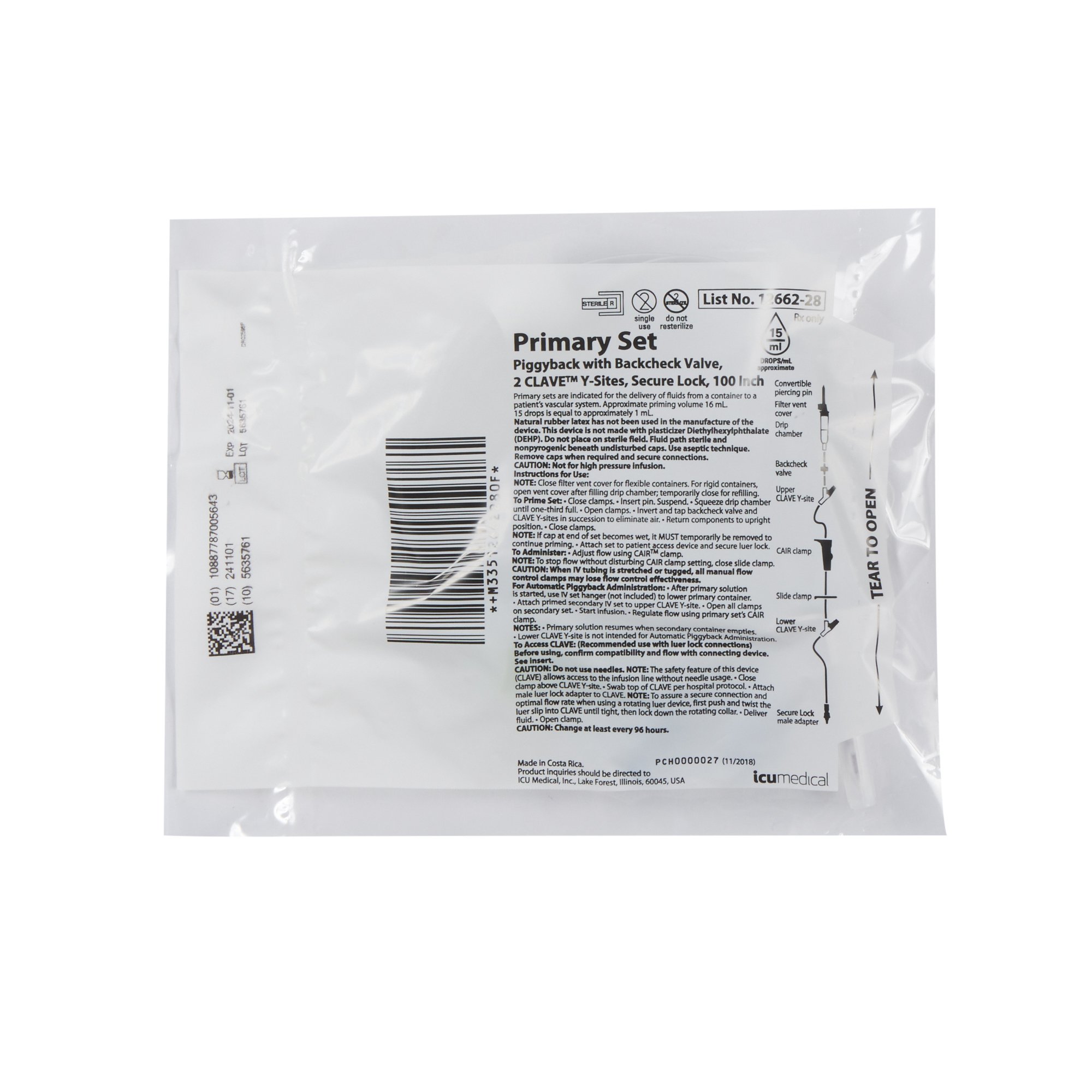 ICU Medical - 1266228 LifeShield® Primary Piggyback Set