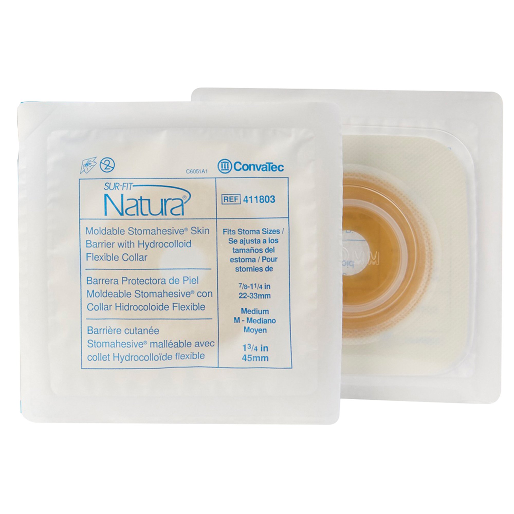 ConvaTec - 411803 Sur-Fit Natura® Stomahesive® Ostomy Barrier Fits Stomas from 7/8 to 1-1/4 Inches