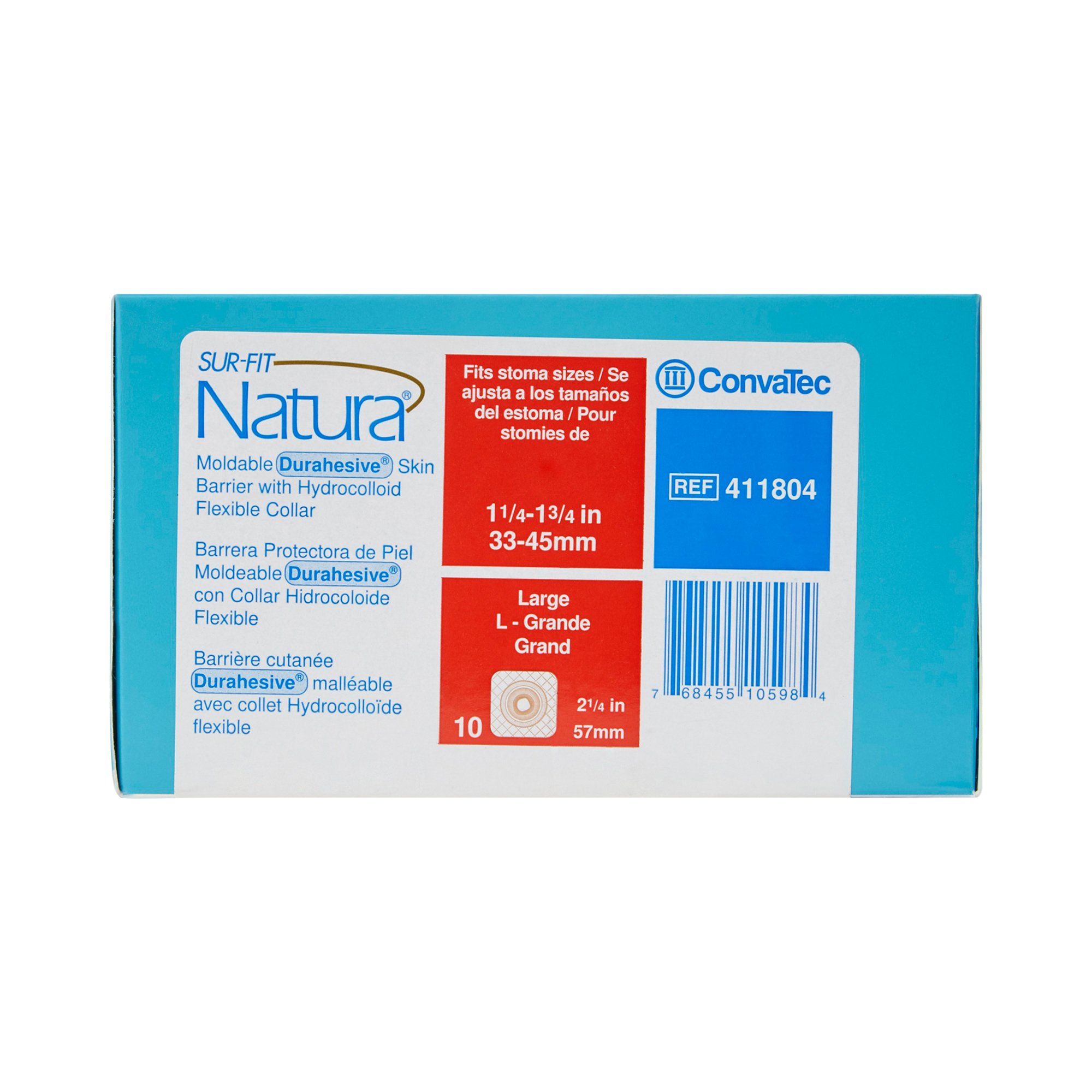 ConvaTec - 411804 Sur-Fit Natura® Durahesive® Ostomy Barrier with 1.25 – 1.75 Inch Stoma Opening
