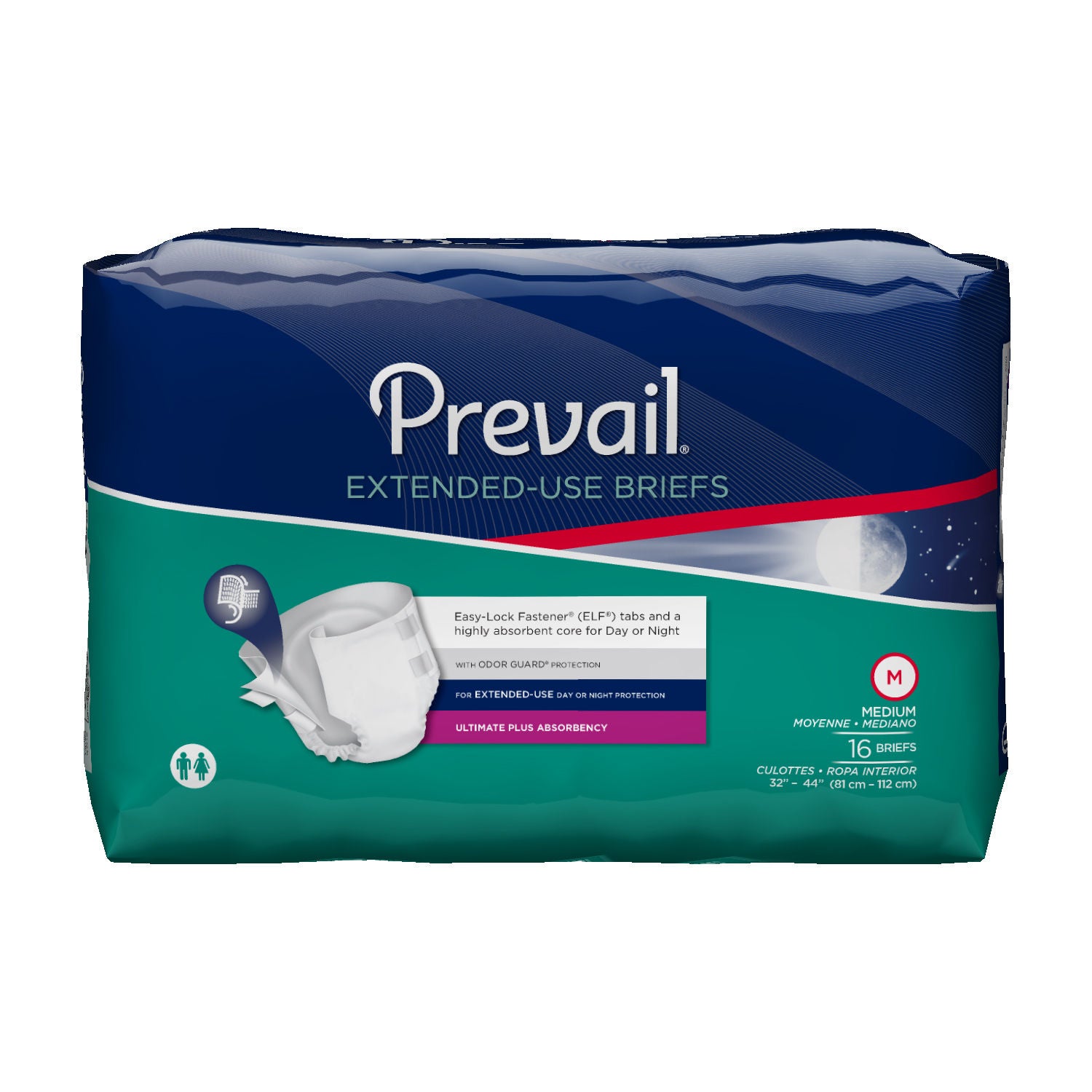 First Quality Products LLC - NTB-012-1 Incontinence Brief Prevail® Extended Use Adult Medium Unisex Disposable Heavy Absorbency