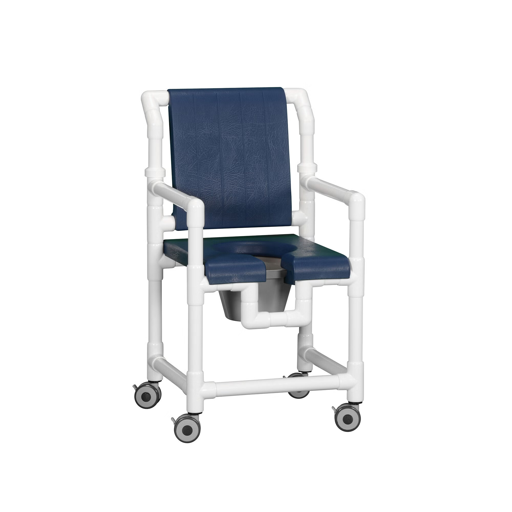 IPU - SCC700 Commode / Shower Chair ipu® Fixed Arms PVC Frame With Backrest 21-1/2 Inch Seat Width 300 lbs. Weight Capacity