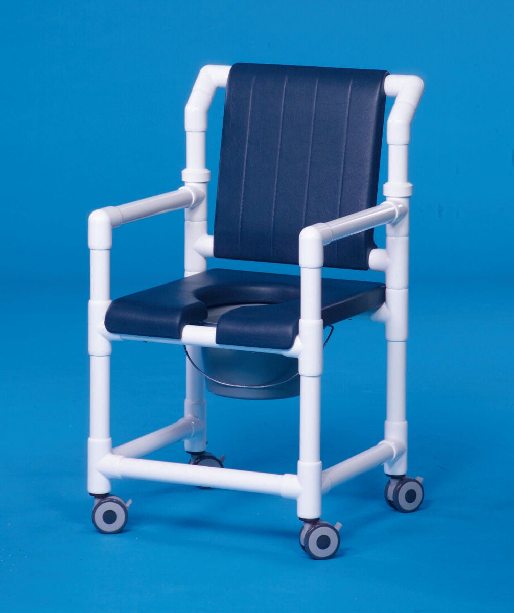 IPU - SCC700 Commode / Shower Chair ipu® Fixed Arms PVC Frame With Backrest 21-1/2 Inch Seat Width 300 lbs. Weight Capacity