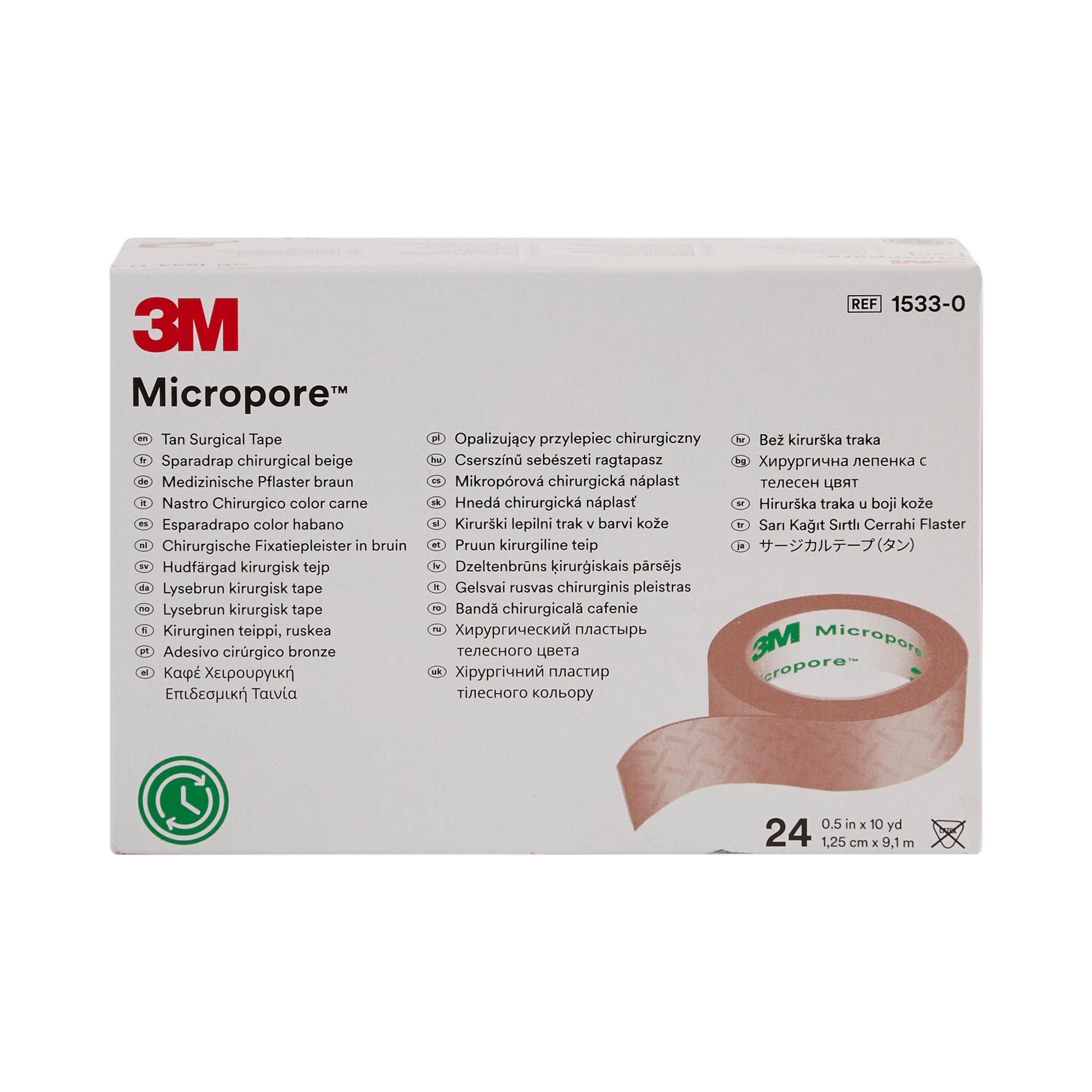 Solventum Corporation 1533-0 - 3M™ Micropore™ Paper Medical Tape, 1/2 Inch x 10 Yard, Tan - 24/Box, 240/Case