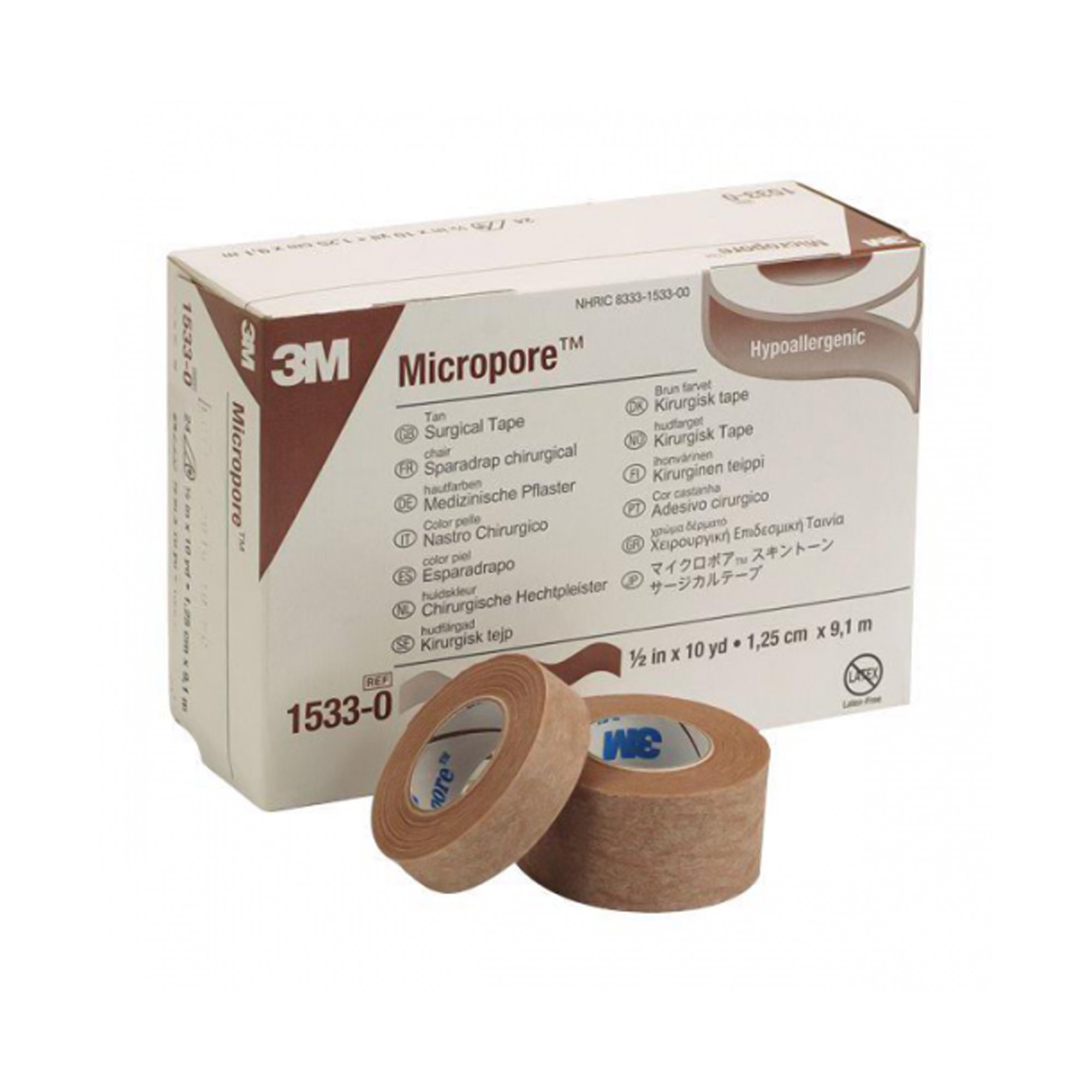 Solventum Corporation 1533-0 - 3M™ Micropore™ Paper Medical Tape, 1/2 Inch x 10 Yard, Tan - 24/Box, 240/Case