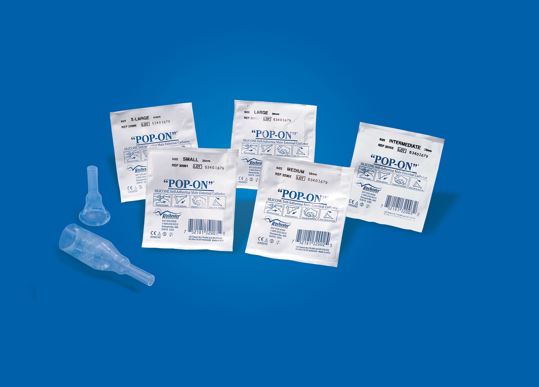 Bard - 32302 Male External Catheter Pop-On® Self-Adhesive Strip Silicone Medium