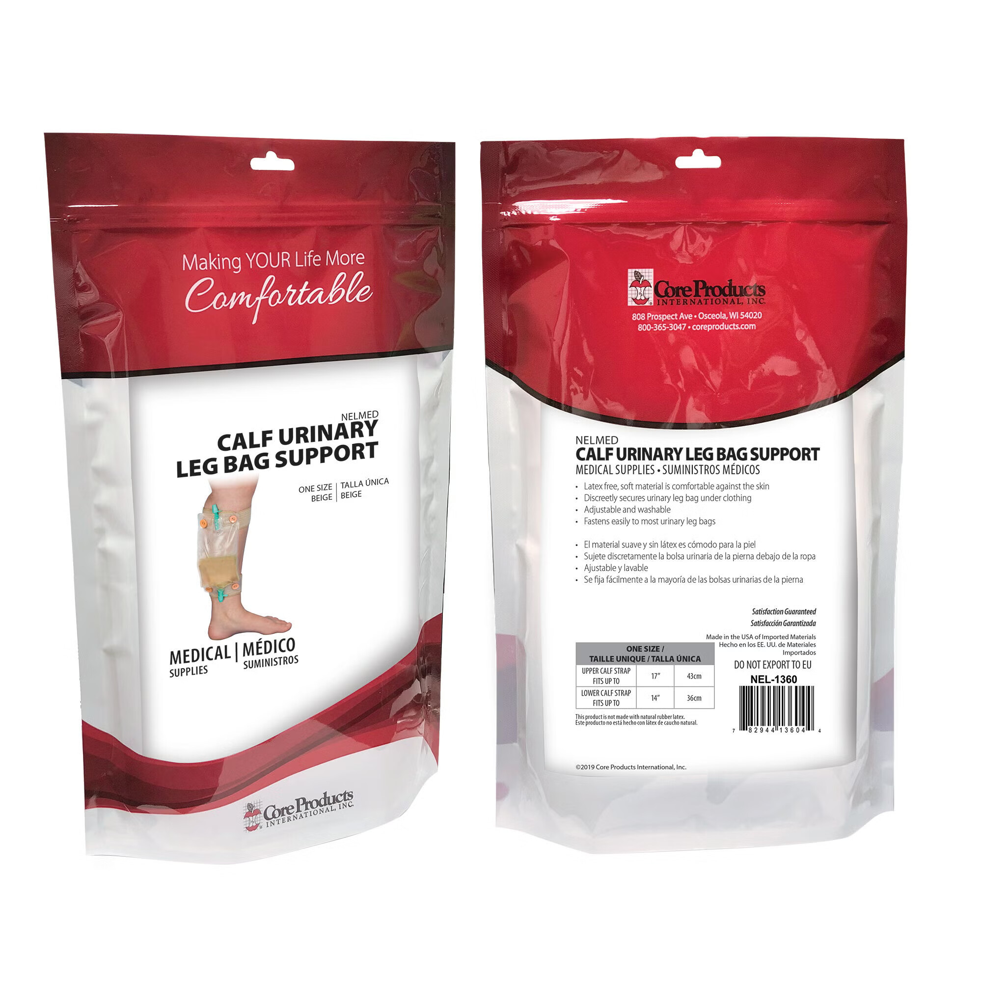 Core Products - NEL-1360 Urinary Bag Support Kit NelMed Two 2 Inch W Lined Elastic Bands