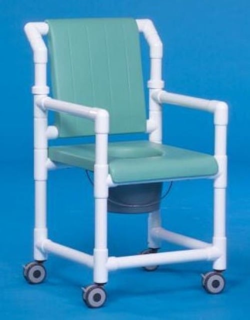 IPU - SCC701 Commode / Shower Chair ipu® Fixed Arms PVC Frame With Backrest 17-1/4 Inch Seat Width 300 lbs. Weight Capacity