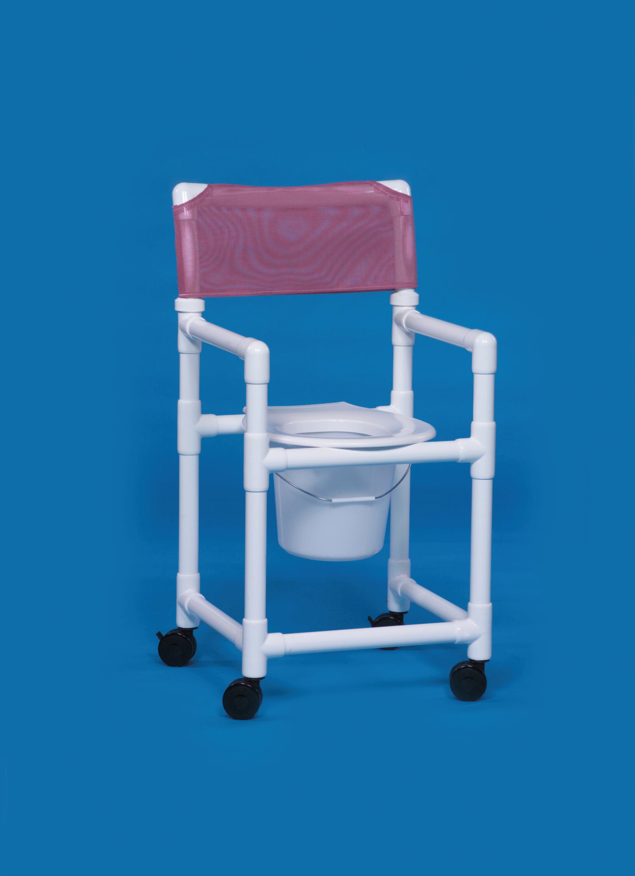 IPU - VL SC17 P Commode / Shower Chair Standard Fixed Arms PVC Frame Mesh Backrest 17-1/4 Inch Seat Width 300 lbs. Weight Capacity