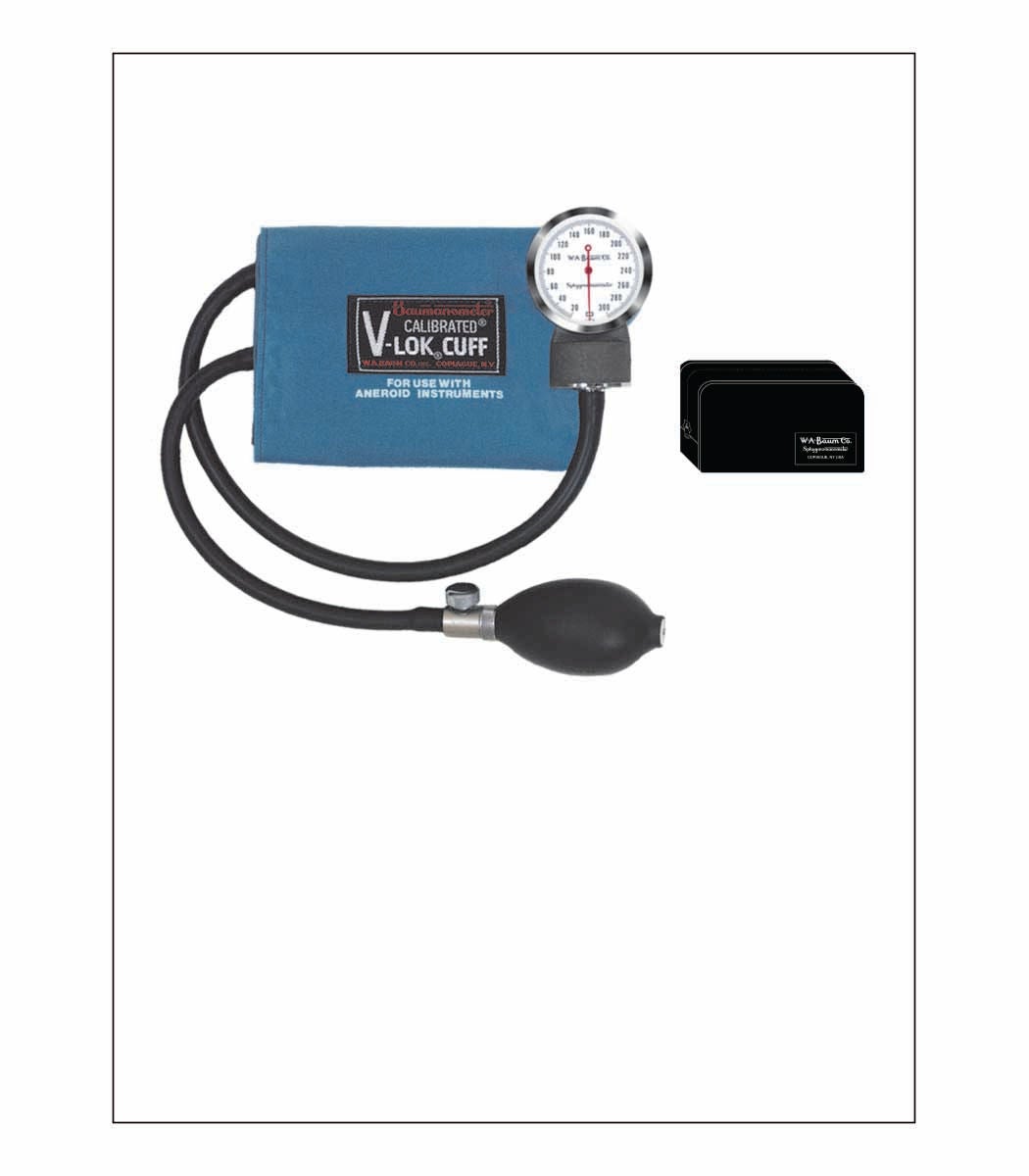 W.A. Baum - 1053 Aneroid Sphygmomanometer Unit Baumanometer® Newborn Cuff Arm Nylon Cuff 9 - 14 cm Pocket Aneroid