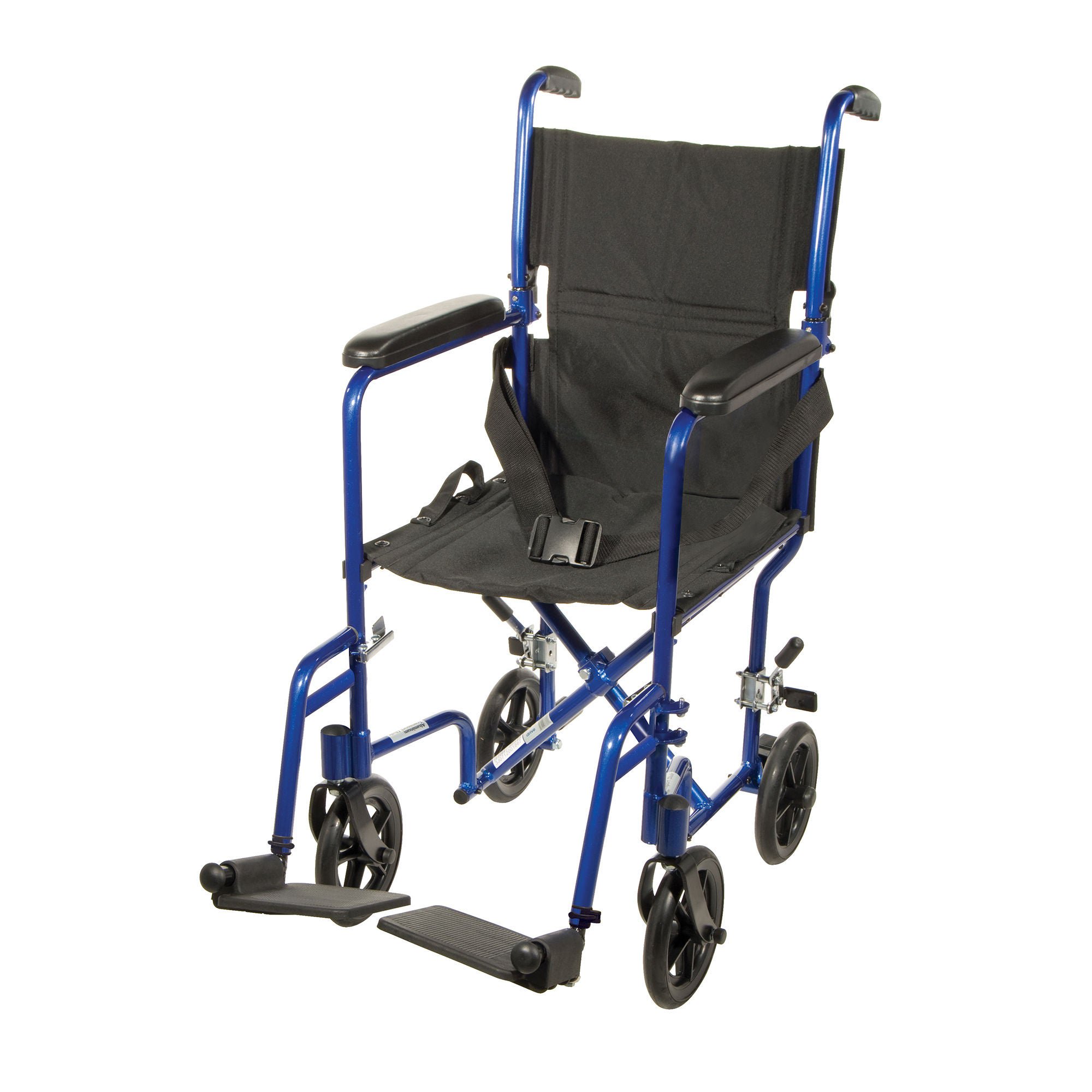 Drive DeVilbiss Healthcare - ATC17-BL Transport Chair drive™ 17 Inch Seat Width Fixed Arm Height Swing-Away Footrest Aluminum Frame with Blue Finish