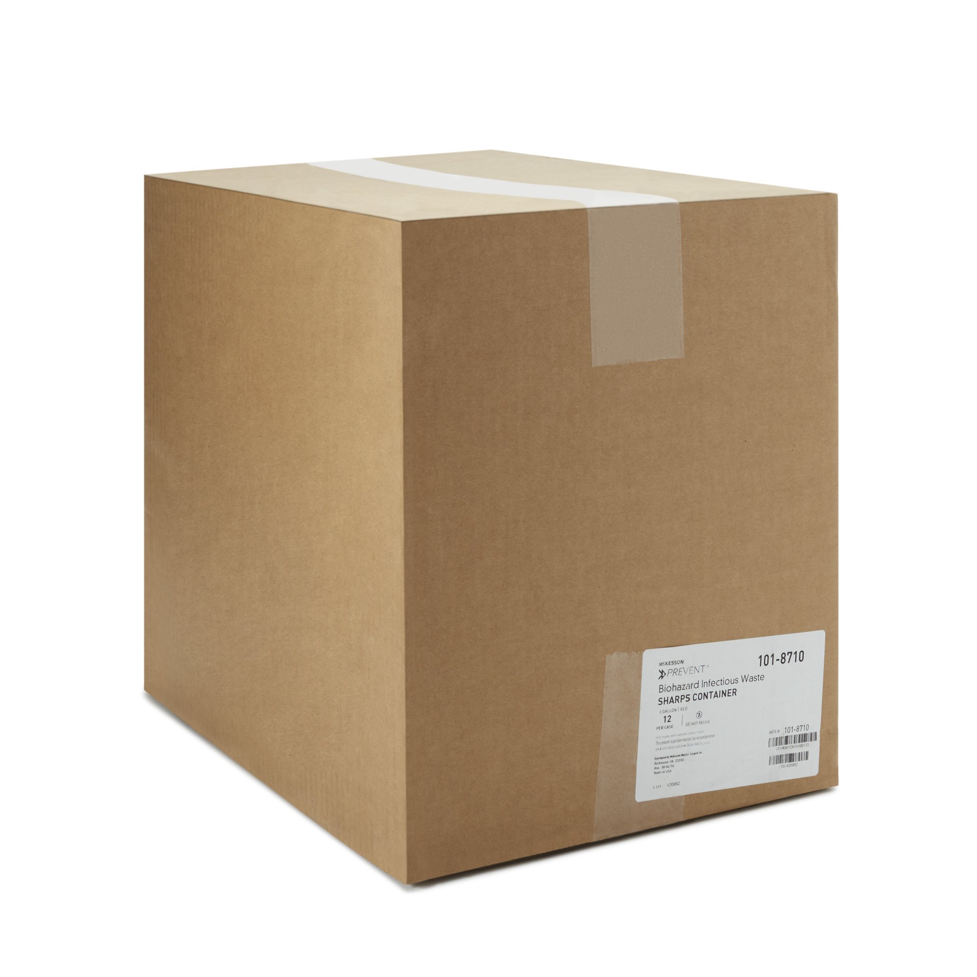 McKesson Brand 101-8710 - McKesson Prevent® Multi-purpose Sharps Container, 3 Gallon, 13.5 x 12.5 x 6 Inch - 1/Each, 12/Case