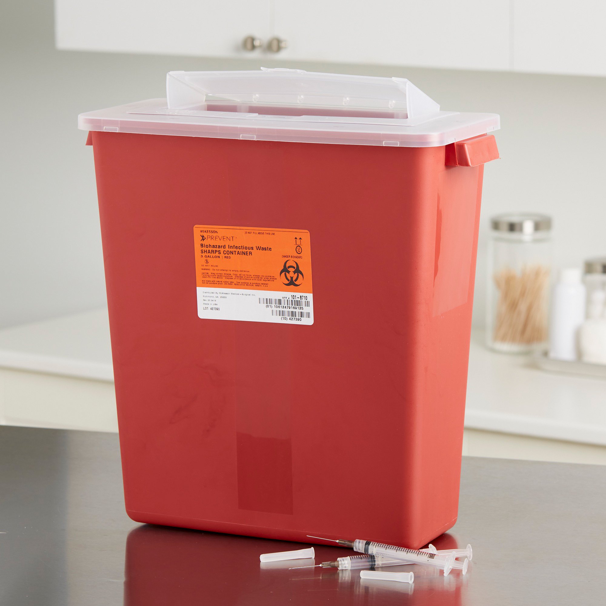 McKesson Brand 101-8710 - McKesson Prevent® Multi-purpose Sharps Container, 3 Gallon, 13.5 x 12.5 x 6 Inch - 1/Each, 12/Case