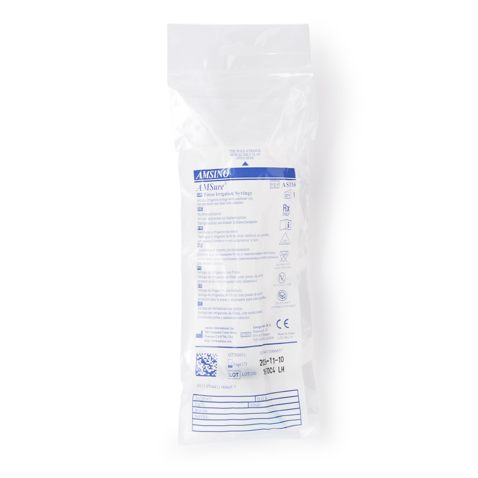 Amsino International - AS116 AMSure® Pole Syringes® Enteral Feeding / Irrigation Syringe